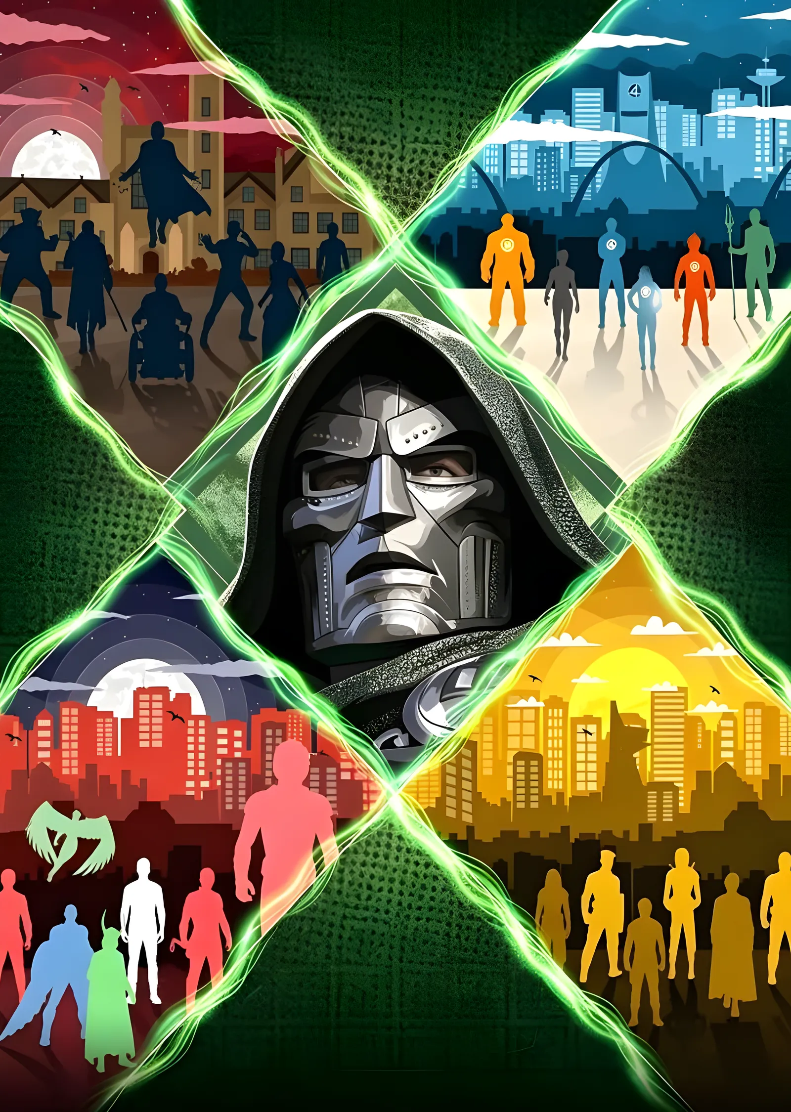 Doctor Doom - Çoklu Evren Kolajı metal tablo