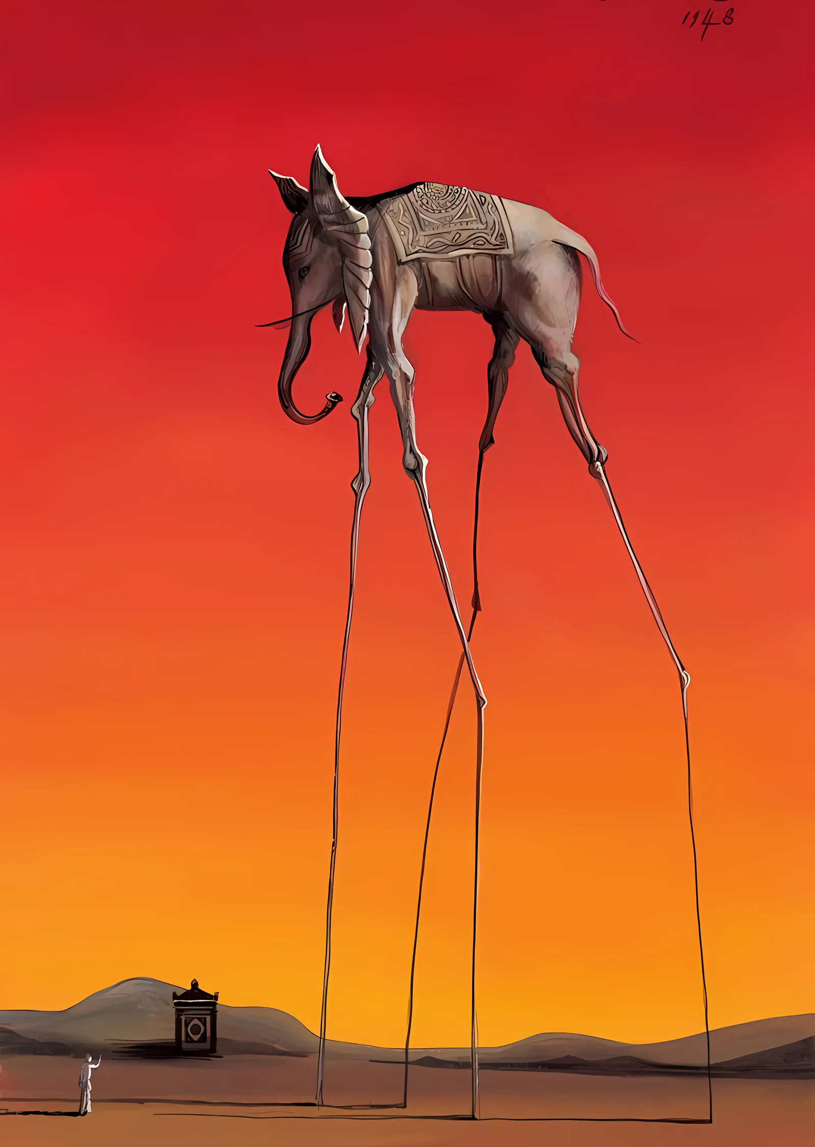 Salvador Dalí · Uzun Bacaklı Fil metal tablo