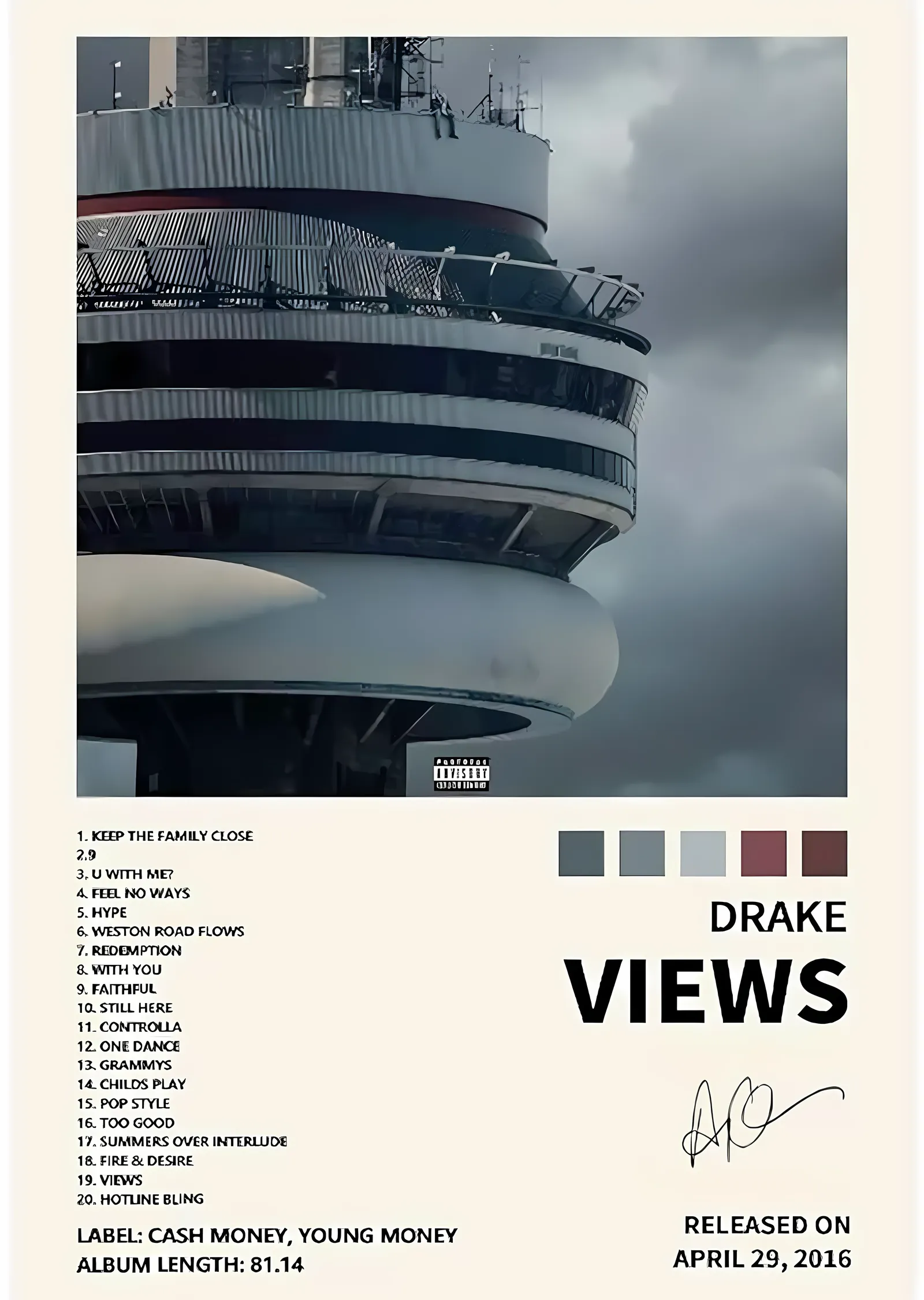 Drake: Views metal tablo