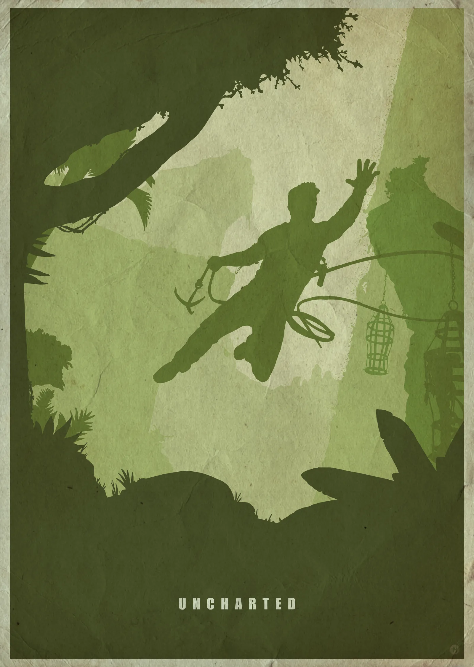 Uncharted - Yeşil Siluet metal tablo