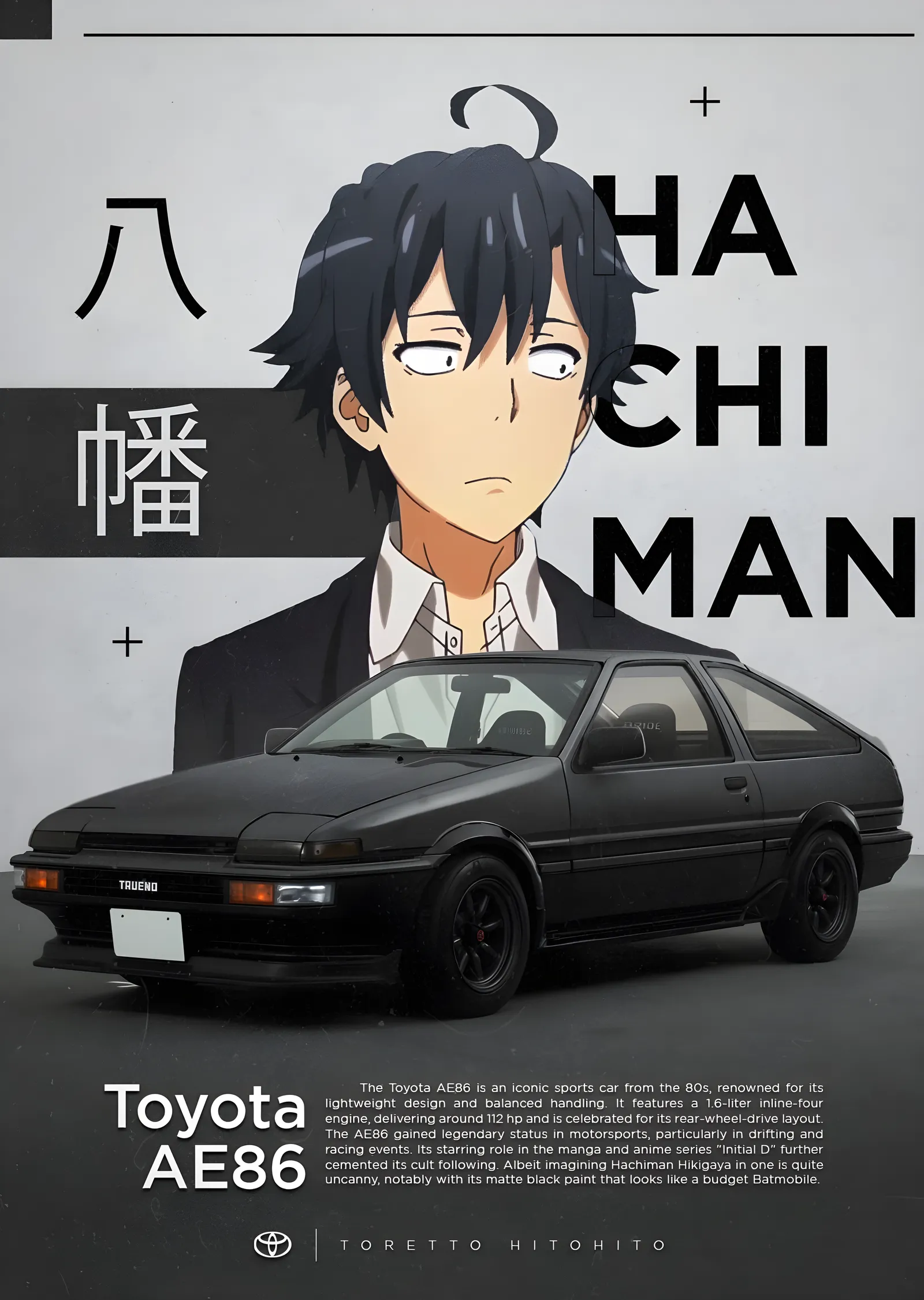 Hachiman ve Toyota AE86 metal tablo