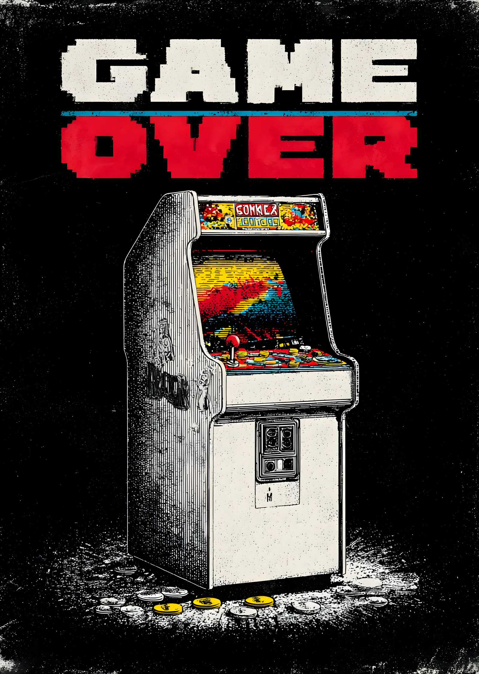 Game Over: Retro Arcade İkonu metal tablo
