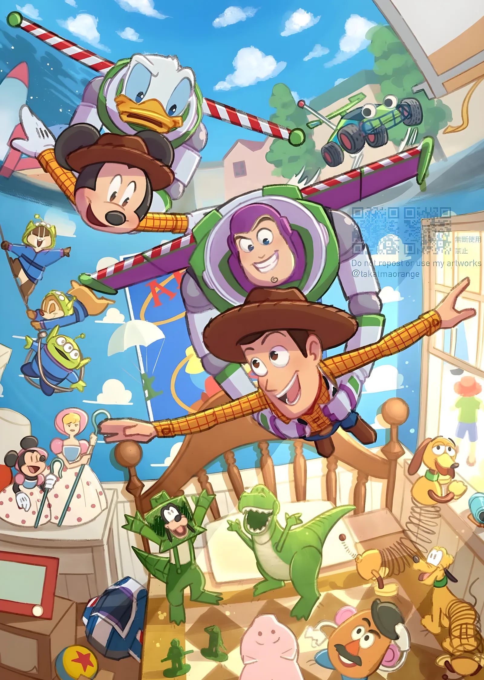 Toy Story - Buzz ve Woody'nin Uçuşu metal tablo