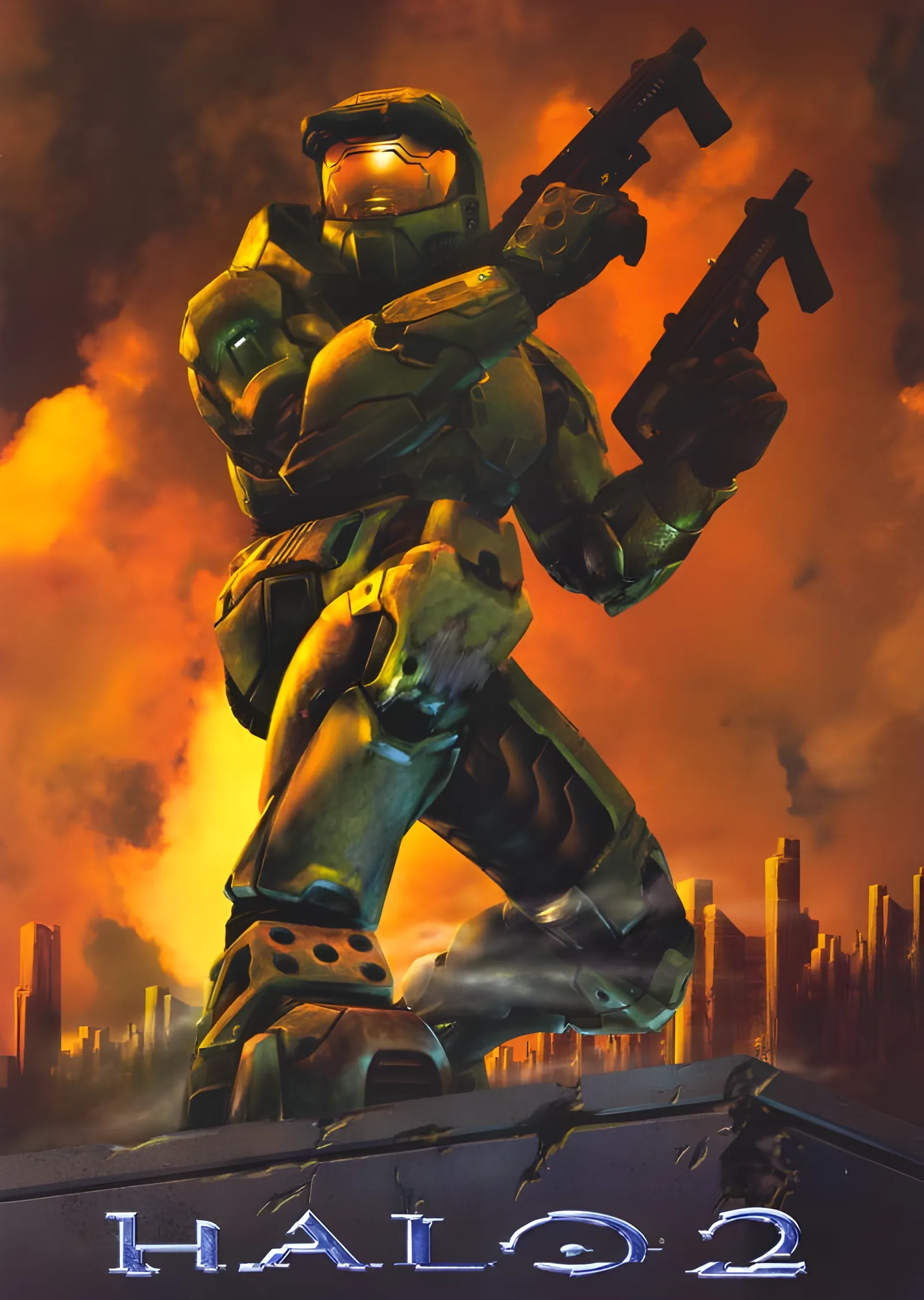 Halo 2: Alevli Şehir metal tablo