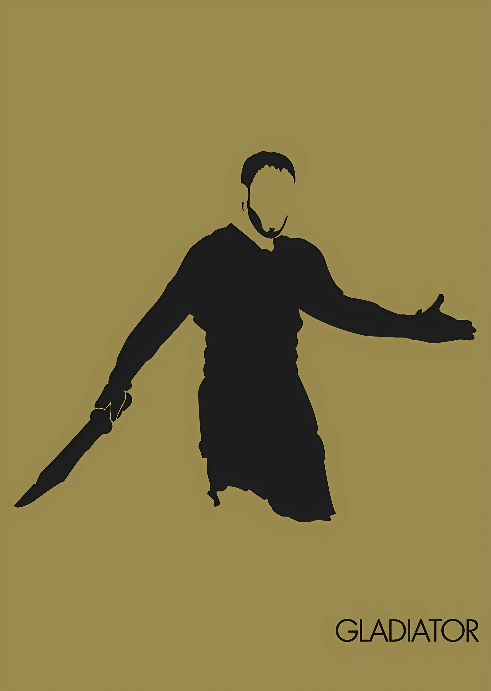 Gladiator: Siyah ve Altın Siluet metal tablo