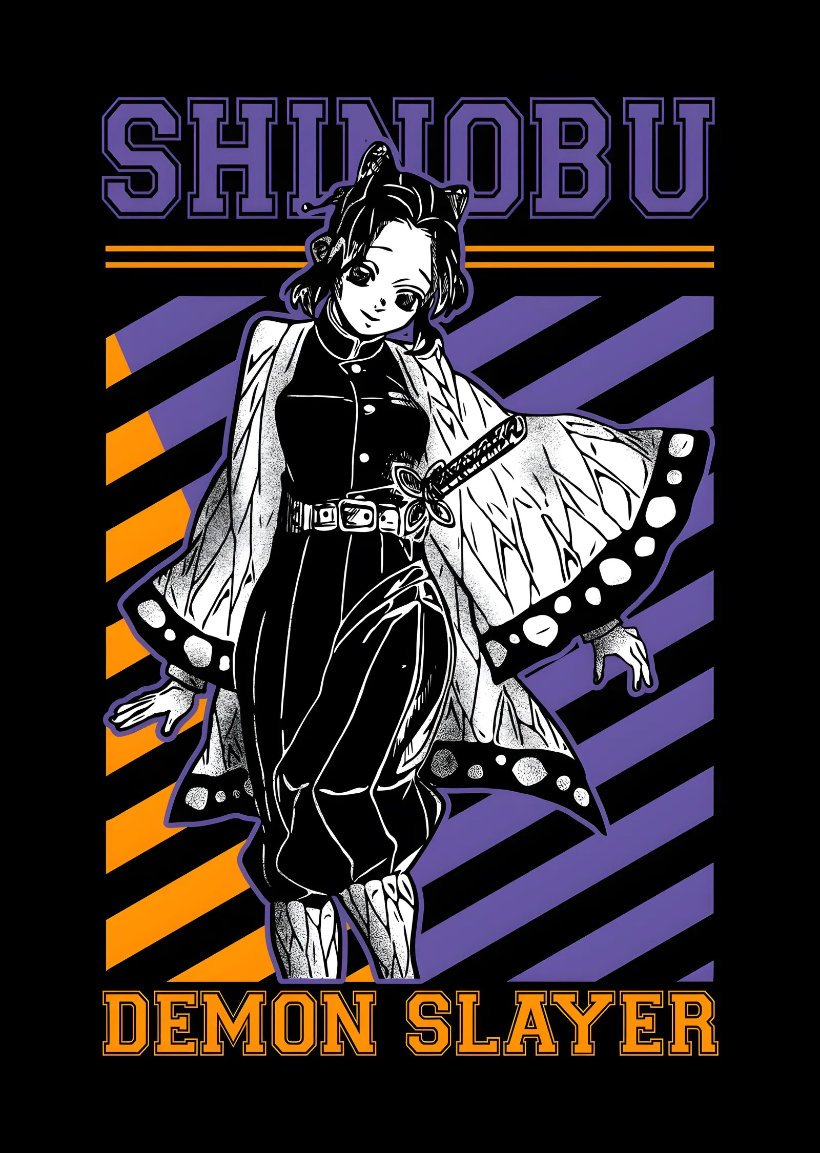 Demon Slayer: Shinobu Mor Çizgili Afiş metal tablo