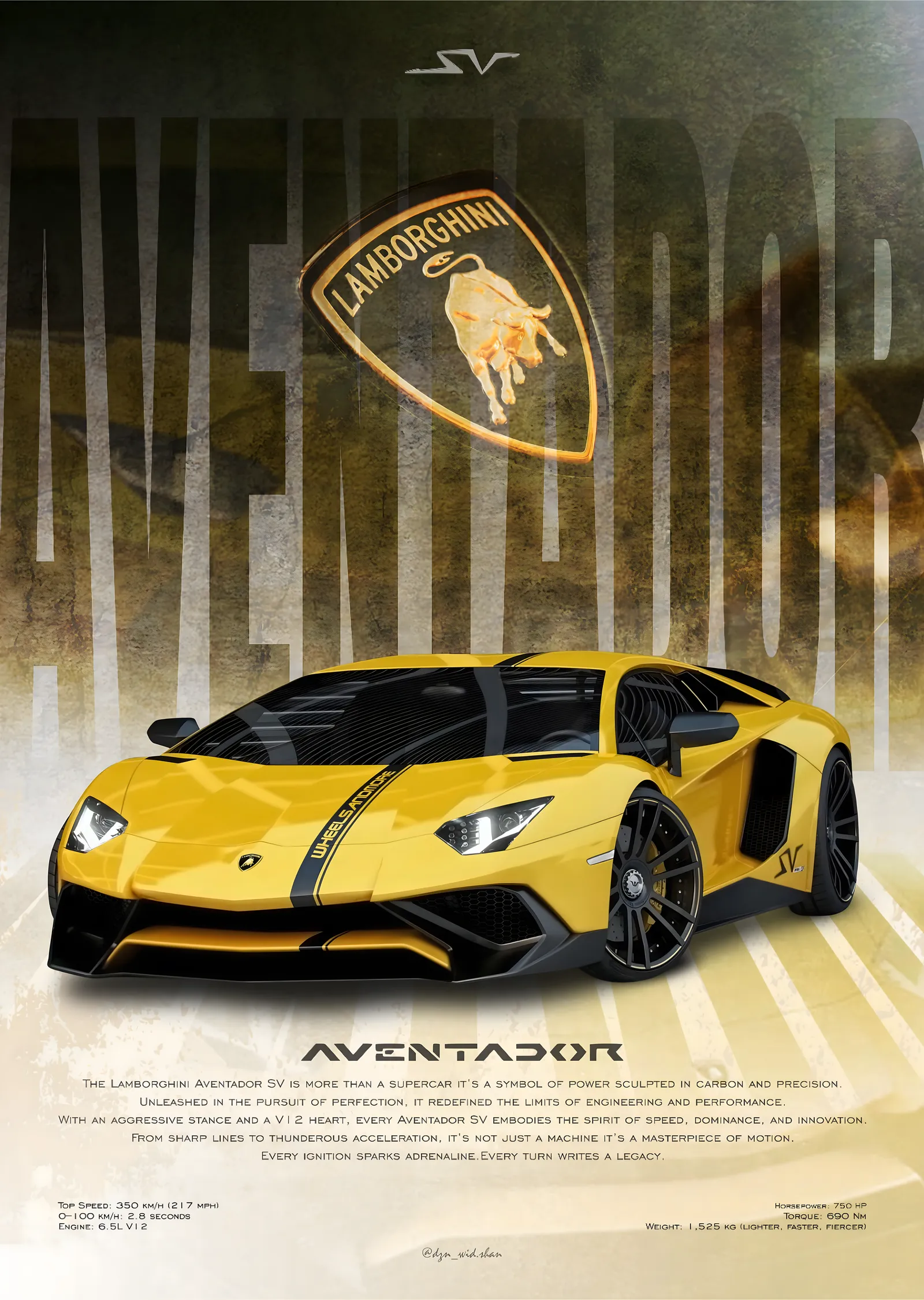 Lamborghini Aventador SV metal tablo