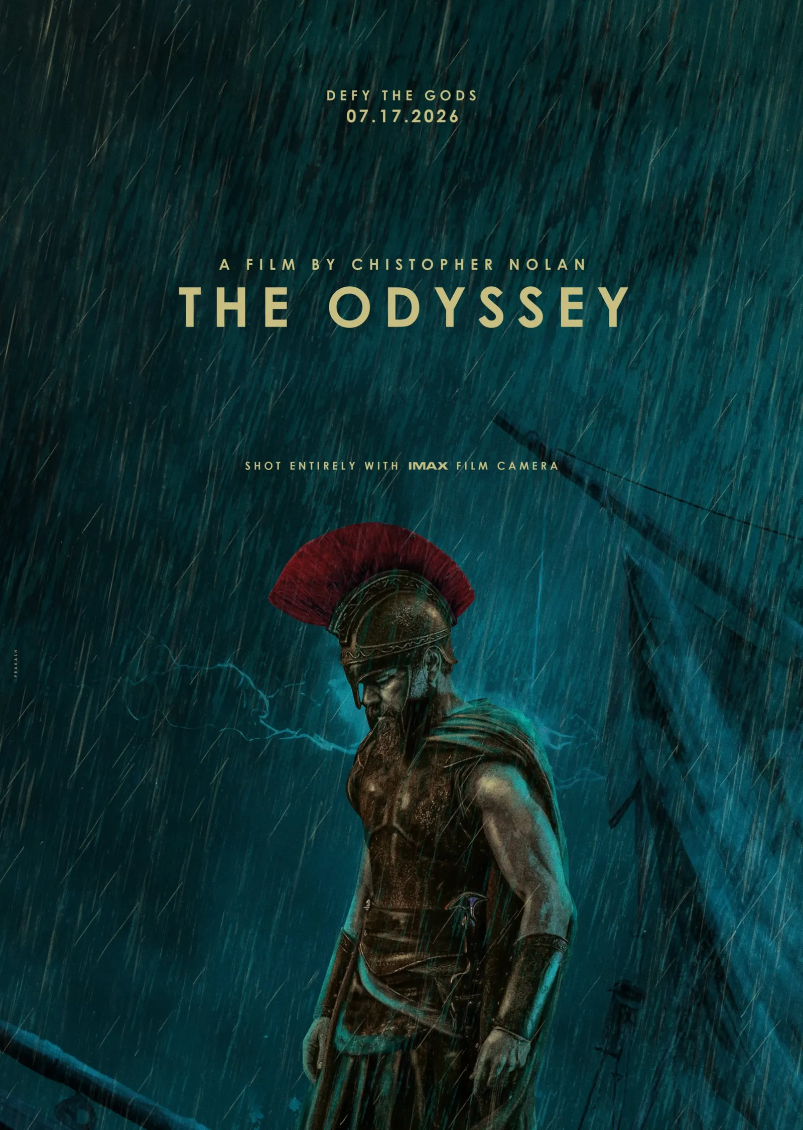 The Odyssey: Yağmurda Bekleyen Savaşçı metal tablo