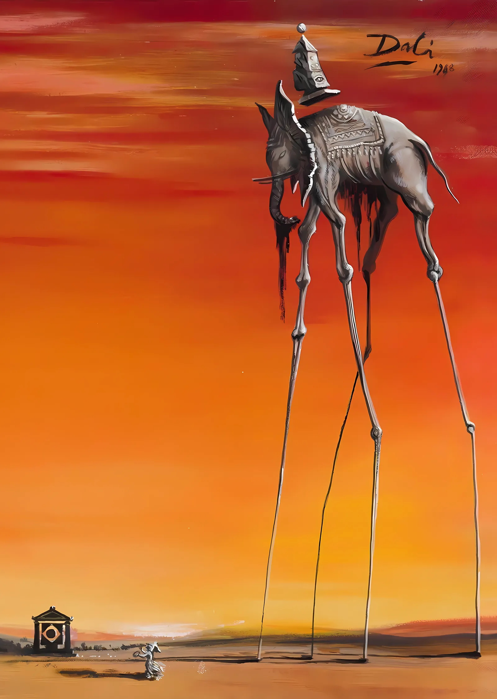Salvador Dalí · Fil ve Dikilitaş metal tablo