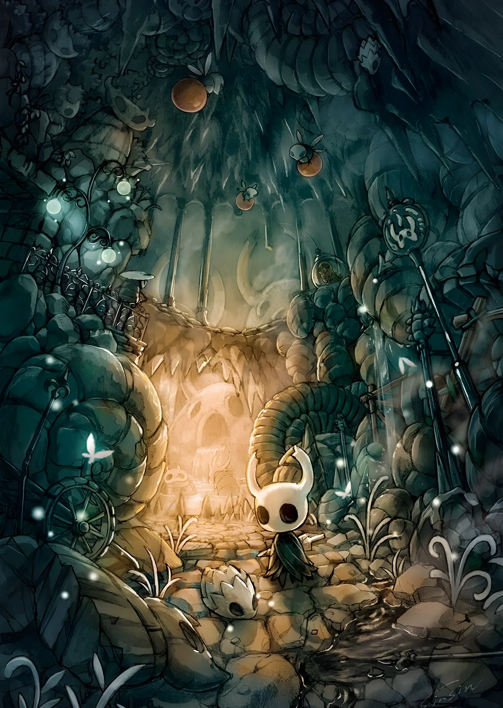 Hollow Knight - Mağara metal tablo