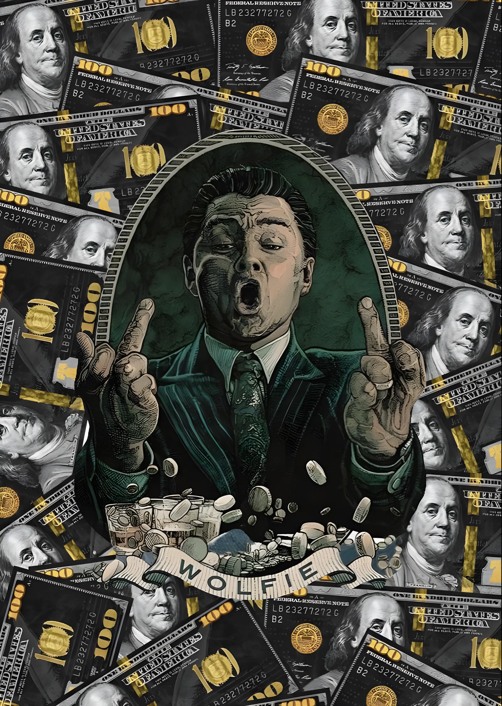 The Wolf of Wall Street - Wolfie metal tablo