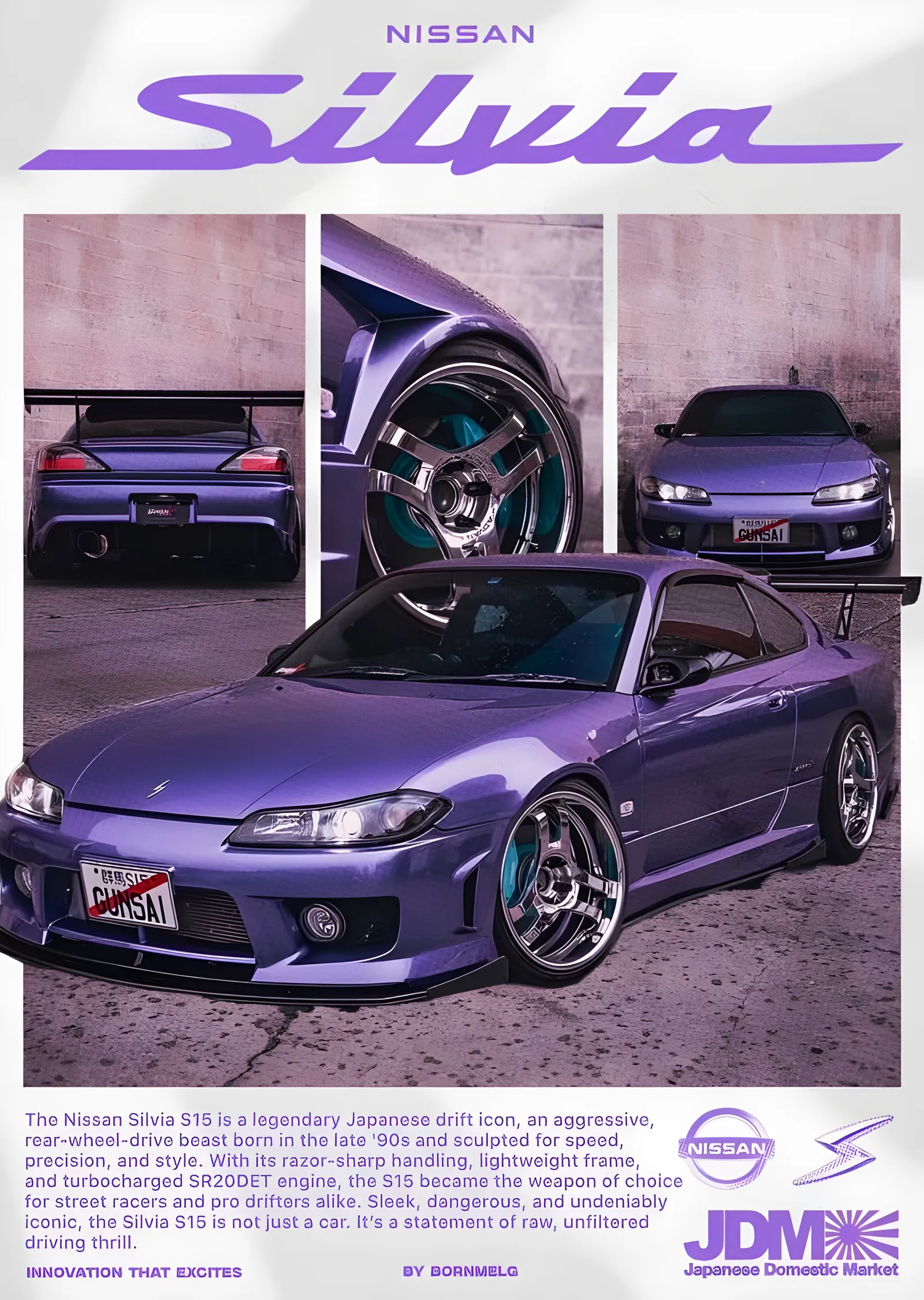 Nissan Silvia S15 · Mor metal tablo