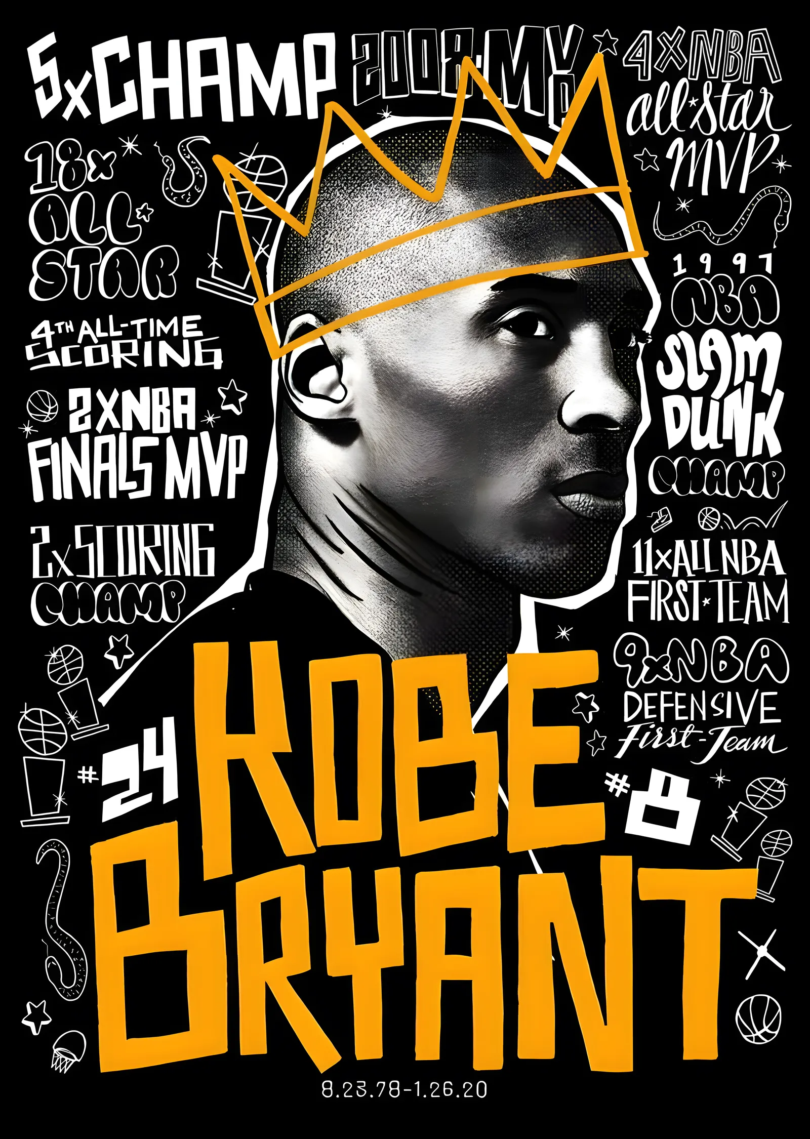 Kobe Bryant: 24 Numaralı İkon metal tablo