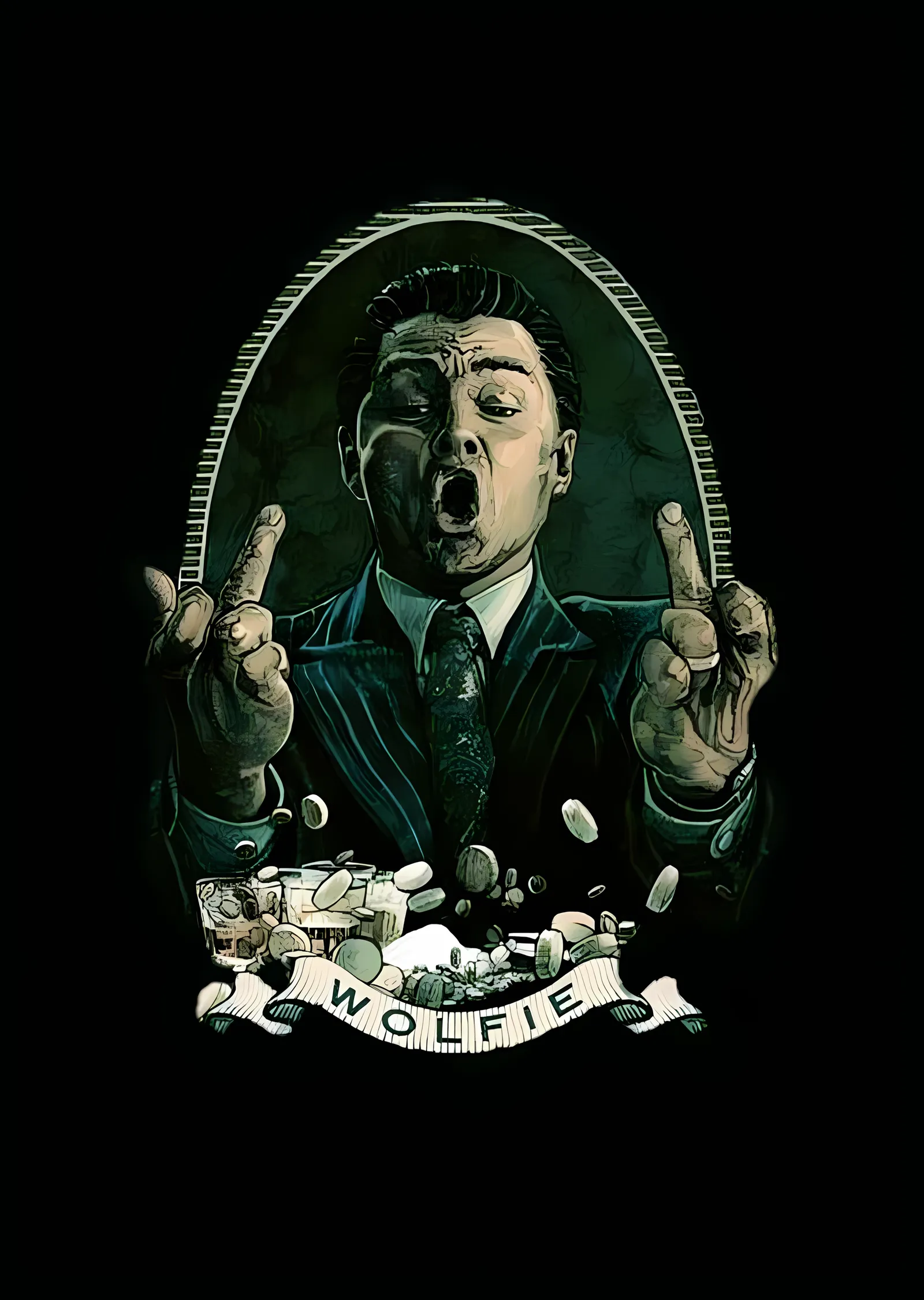 The Wolf of Wall Street - Wolfie Siyah metal tablo