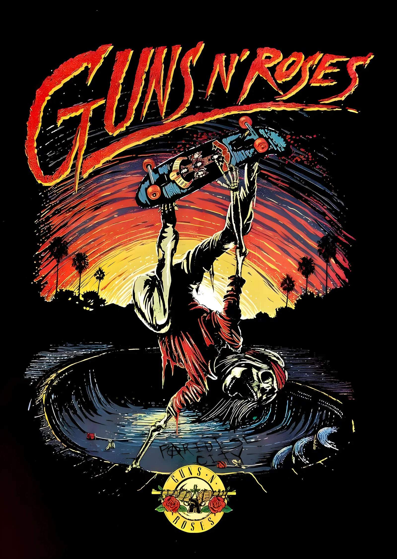 Guns N' Roses: Kaykaycı İskelet metal tablo