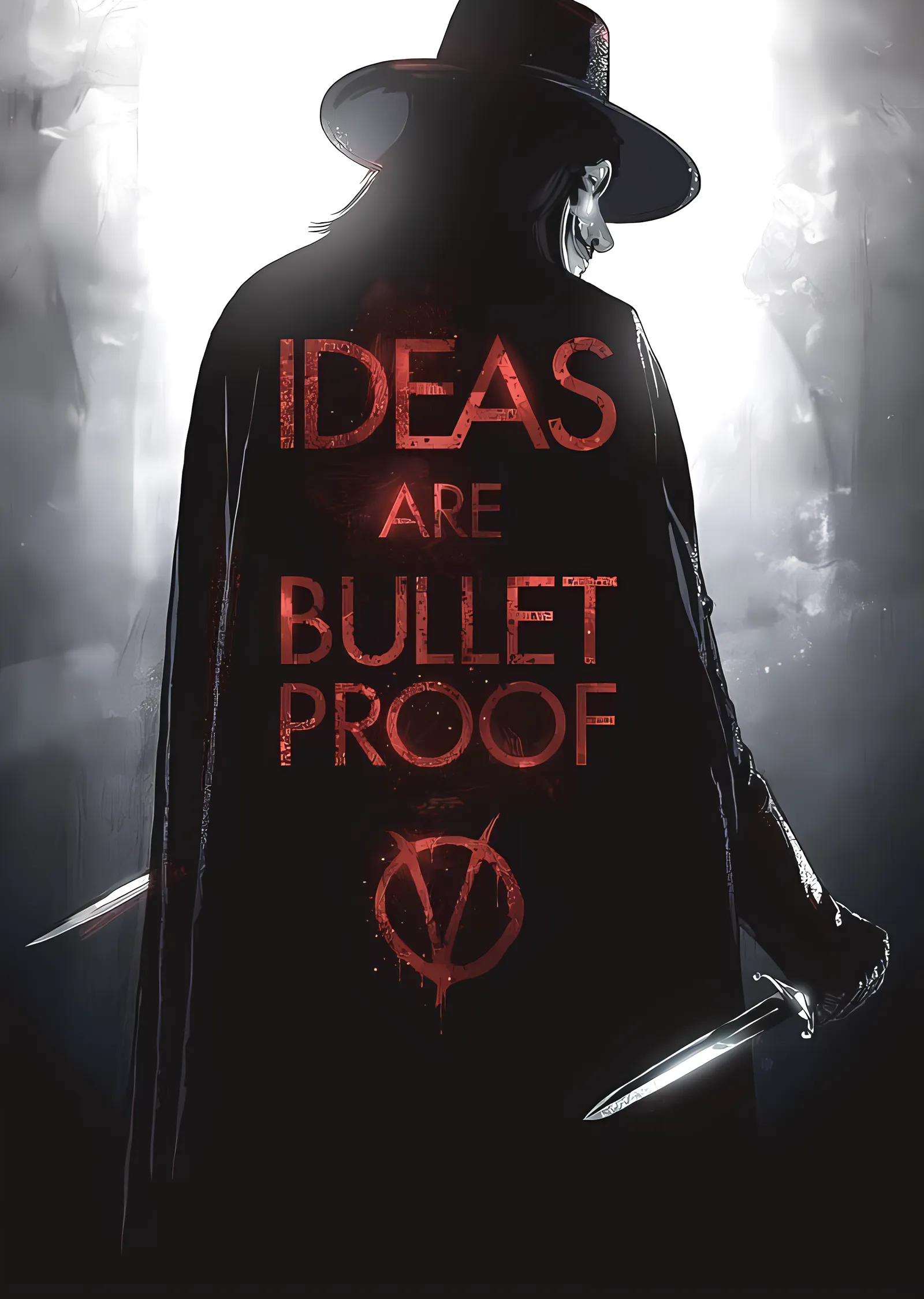 V for Vendetta - Ideas Are Bulletproof metal tablo