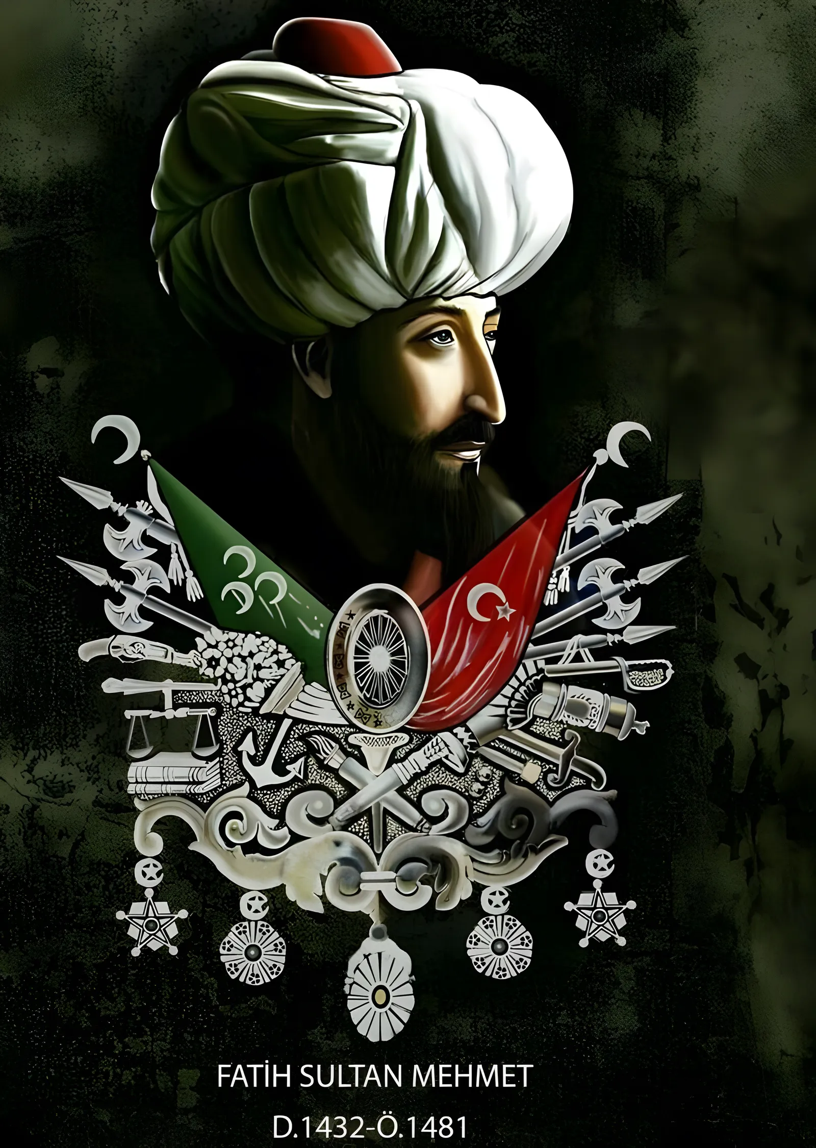 Fatih Sultan Mehmet: 1432 - 1481 metal tablo