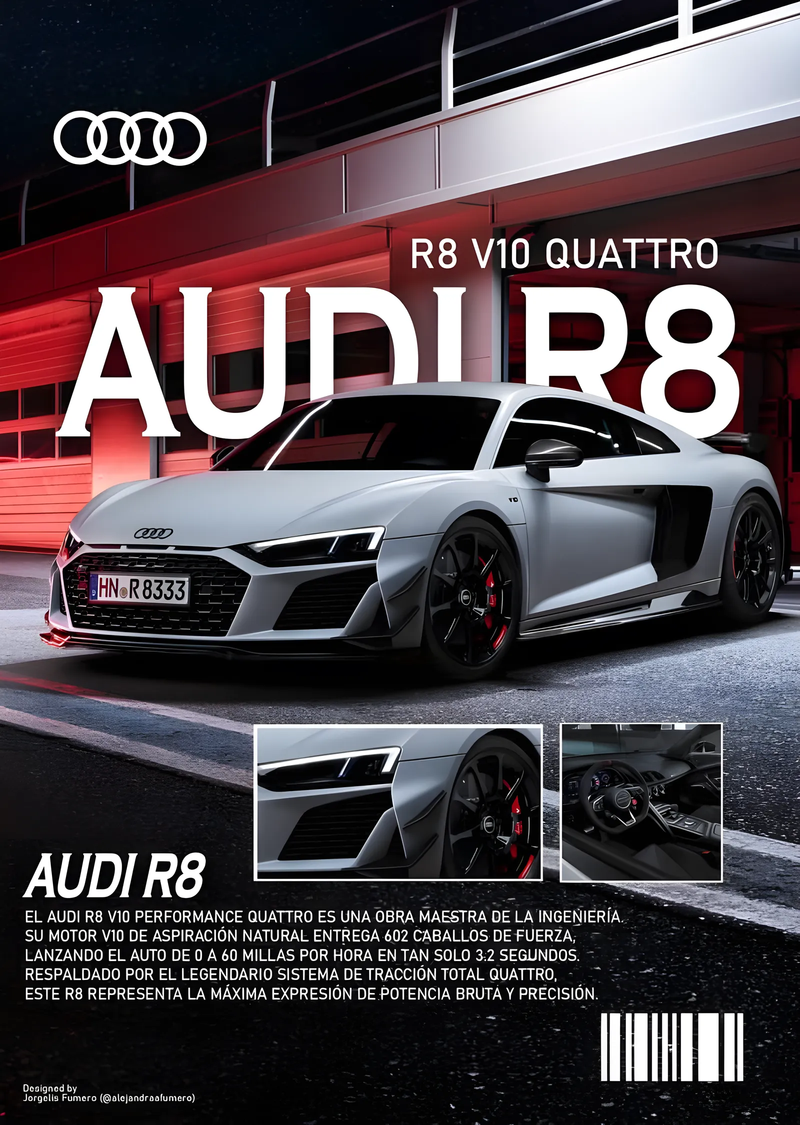 Audi R8 V10 Quattro metal tablo