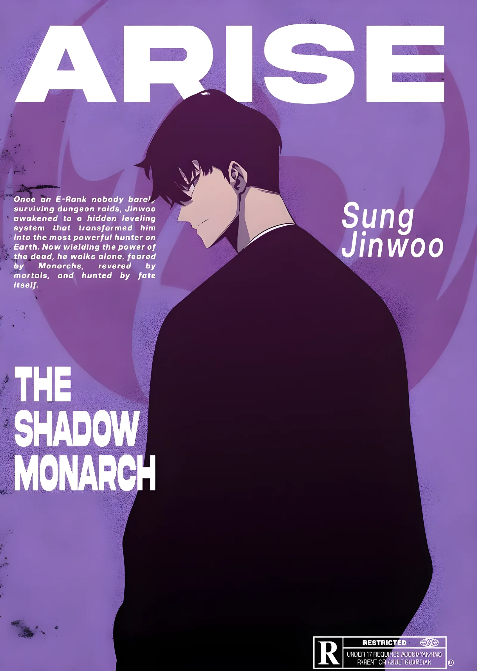 Solo Leveling: Gölge Hükümdarı Sung Jinwoo - Mor Tonlu metal tablo