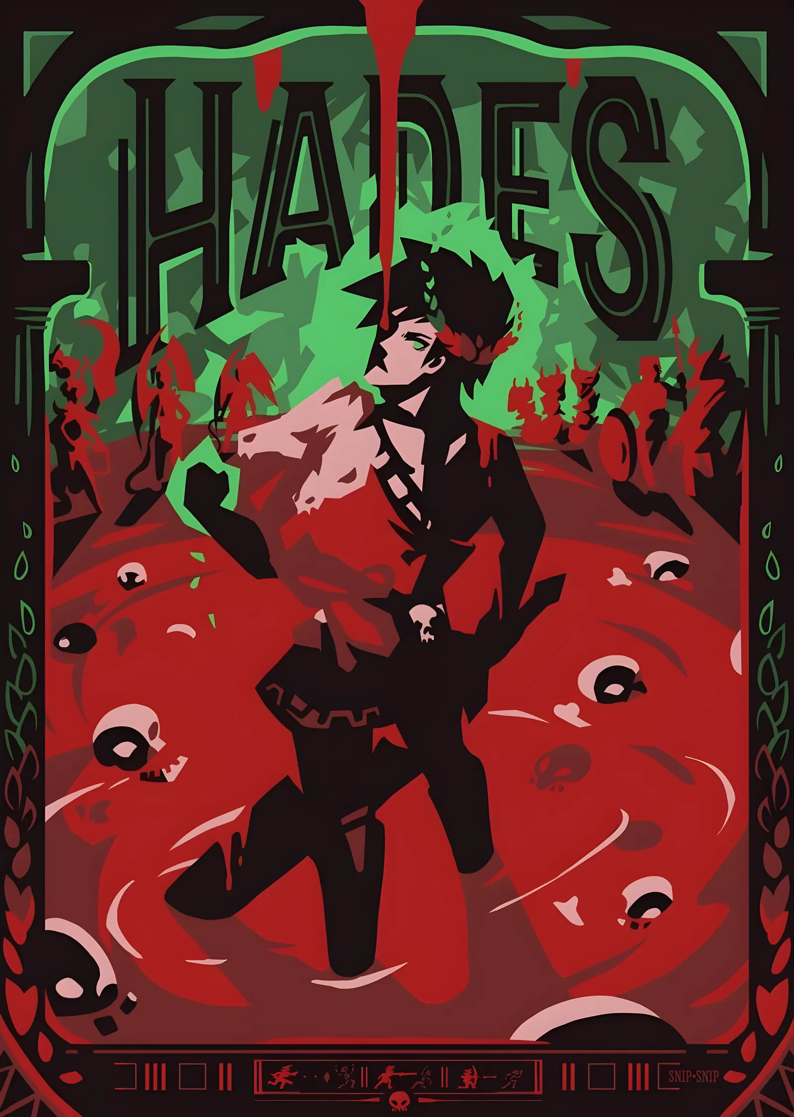 Hades: Zagreus Art Nouveau metal tablo