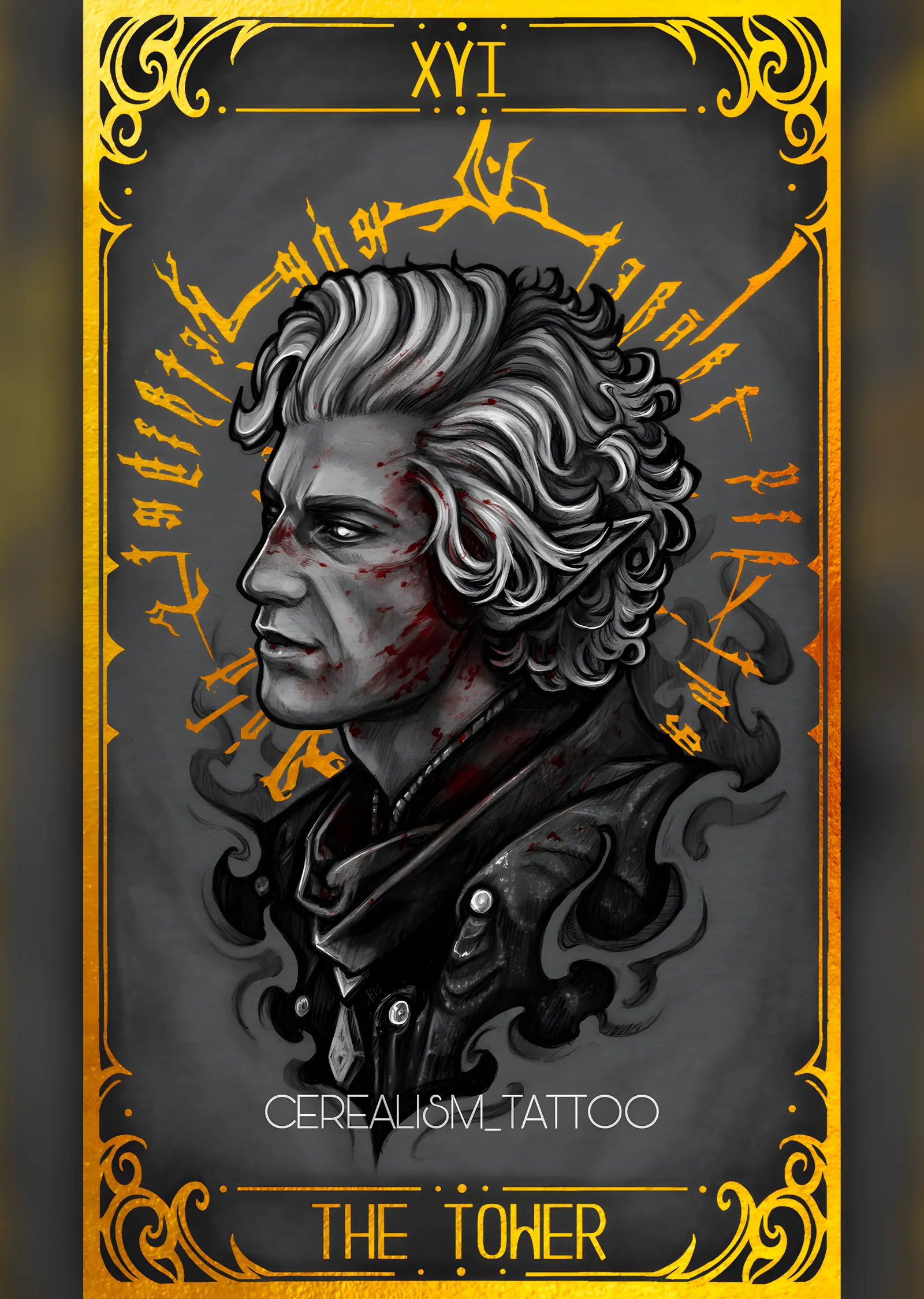 The Tower: Tarot metal tablo