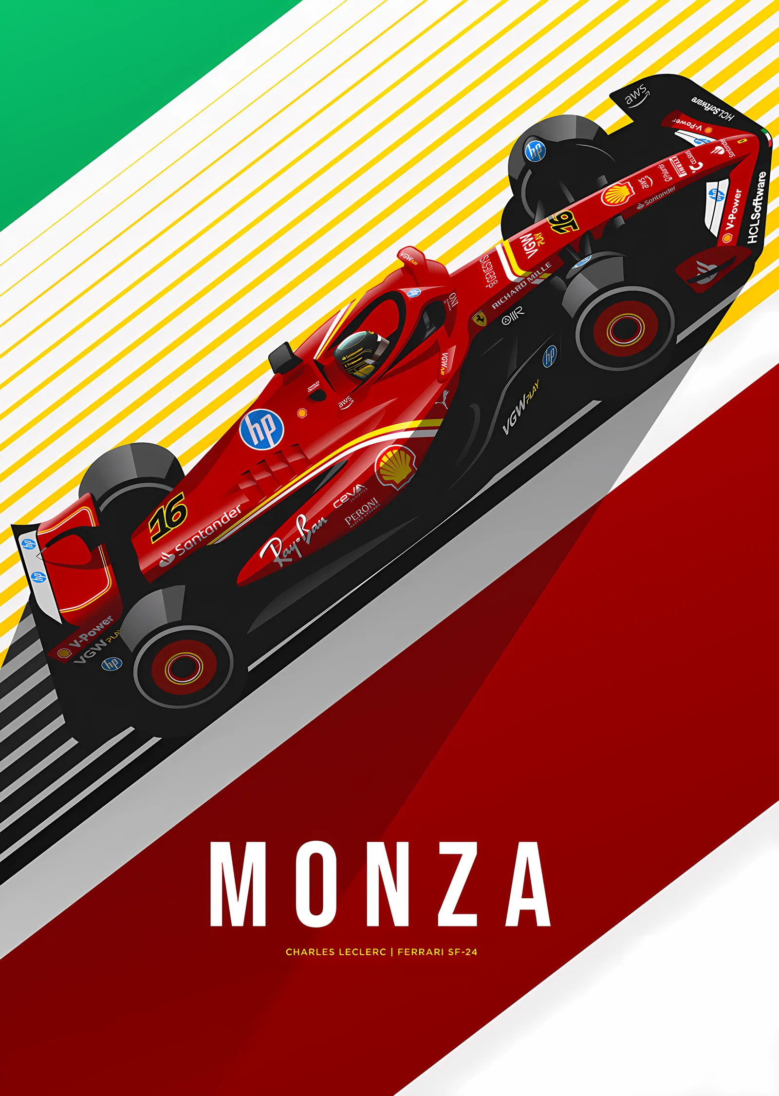 Charles Leclerc - Ferrari SF24 - Monza metal tablo