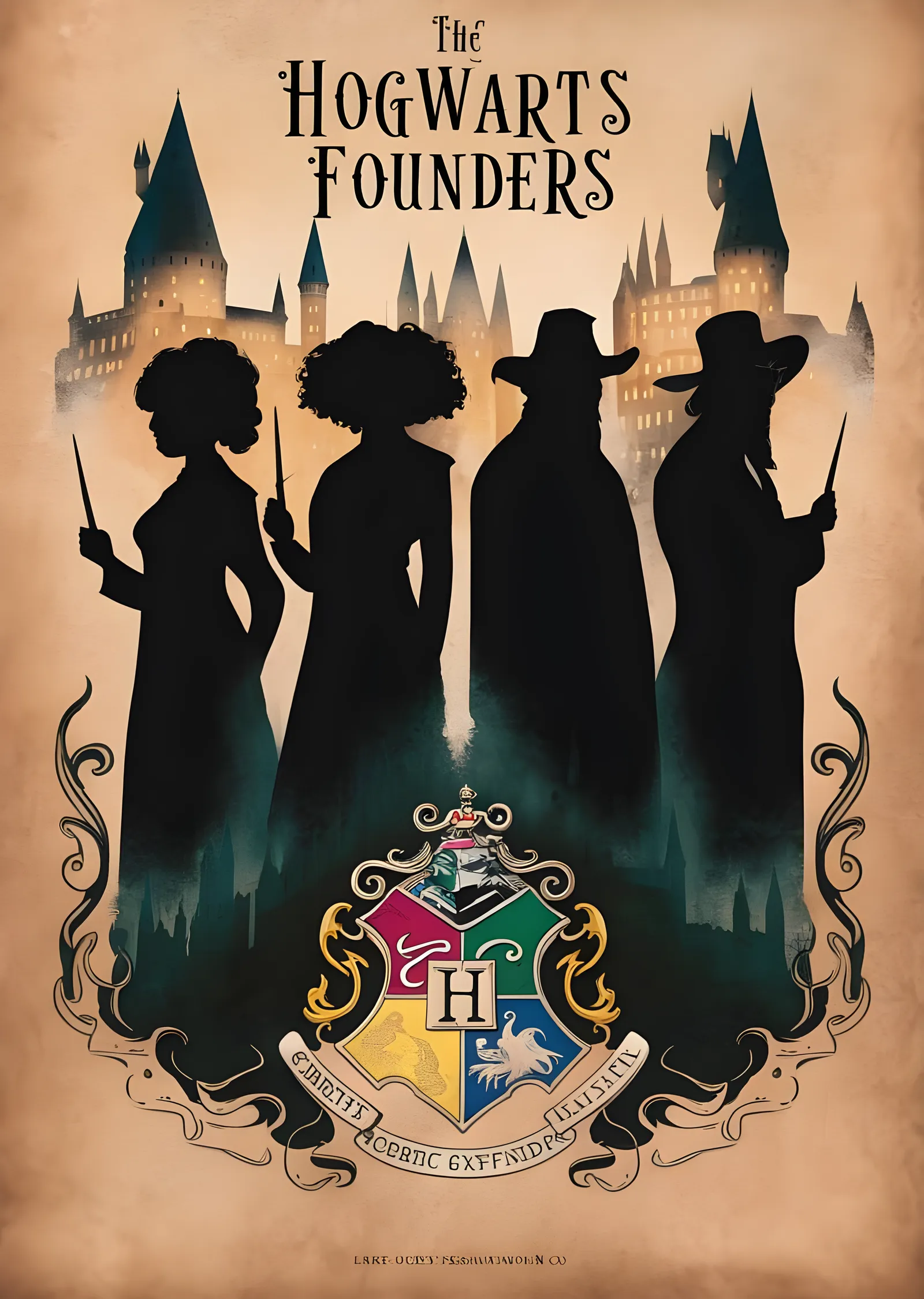 Hogwarts'ın Kurucuları metal tablo