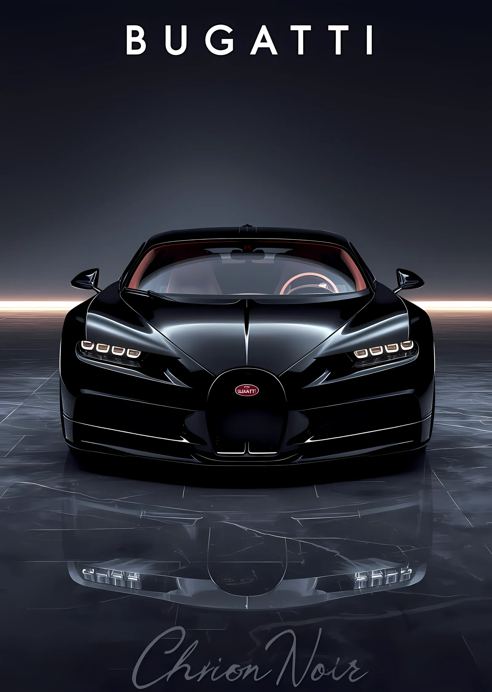 Bugatti Chiron Noir metal tablo