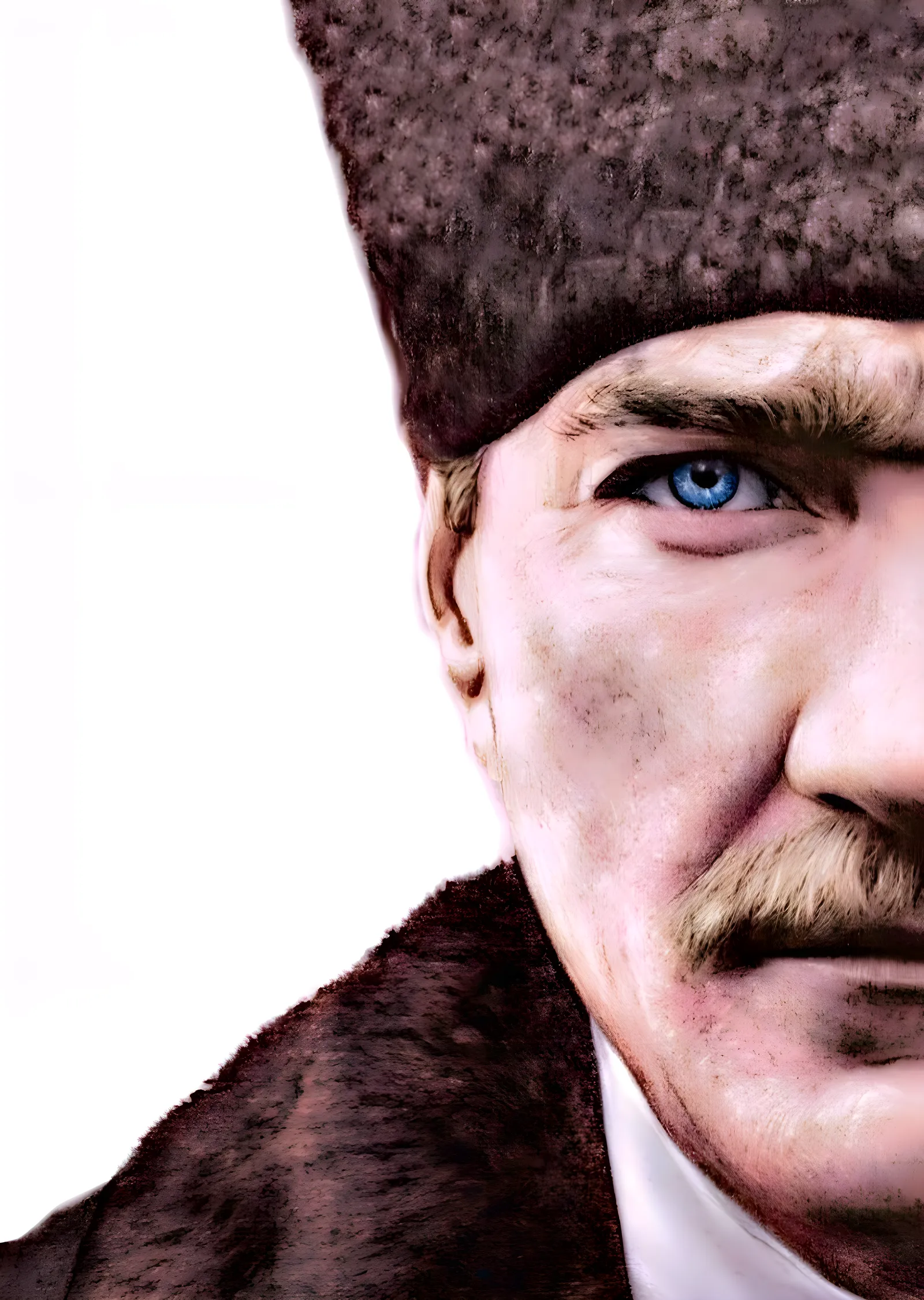 Atatürk: Kürk Kalpaklı Yakın Portre metal tablo