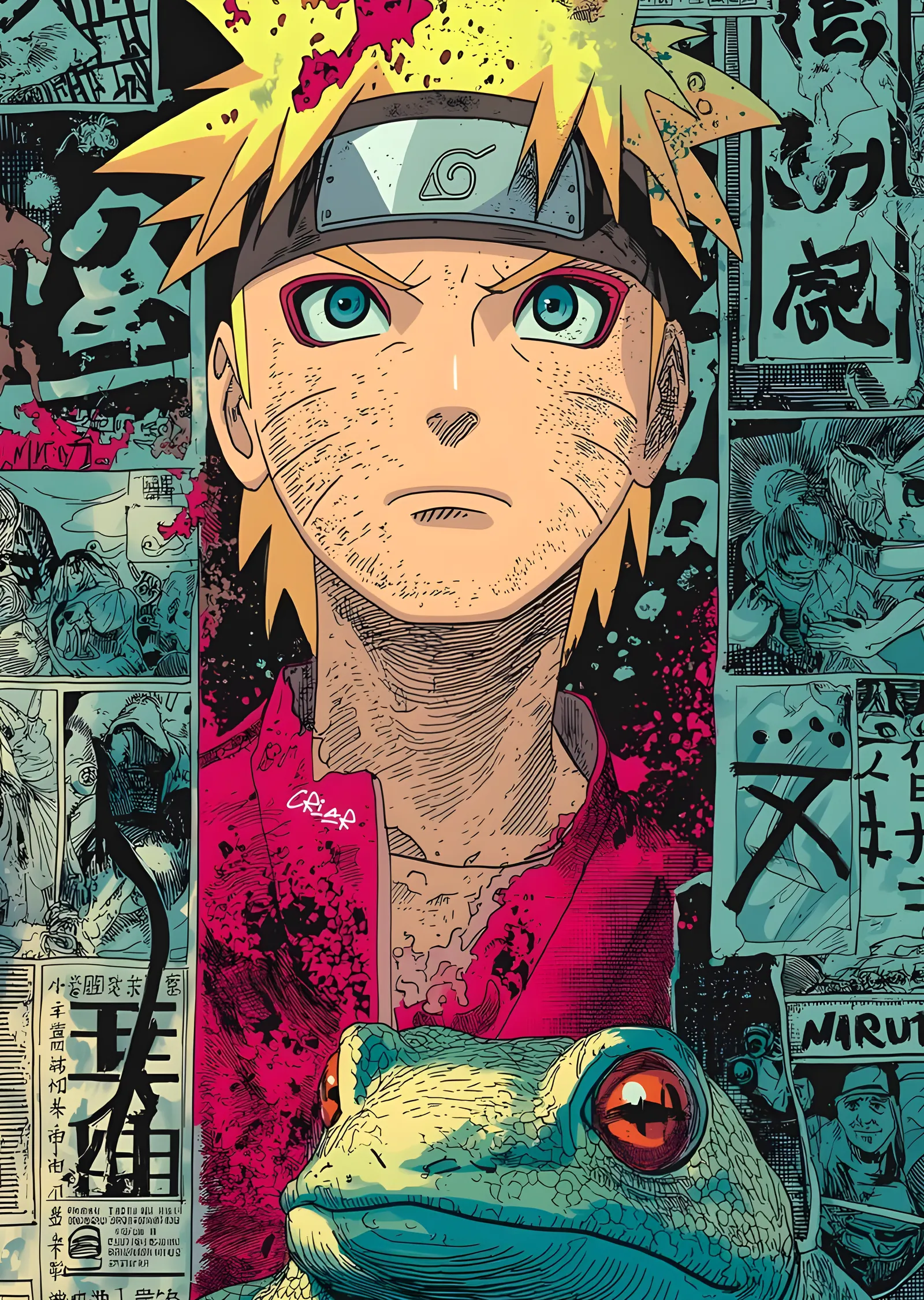 Naruto: Manga Panelleri Kolajı metal tablo