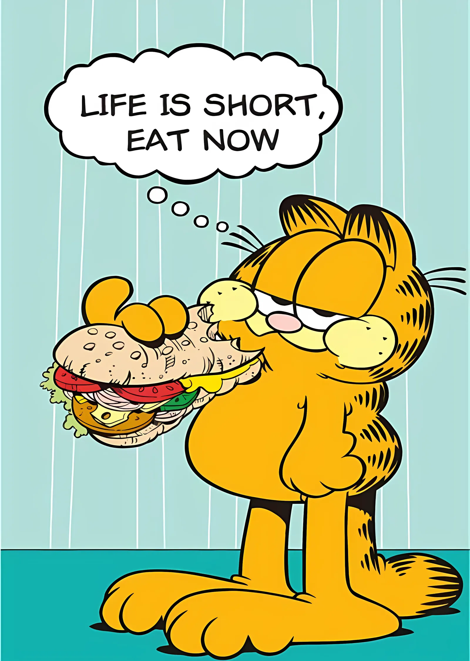Garfield: Life Is Short, Eat Now metal tablo
