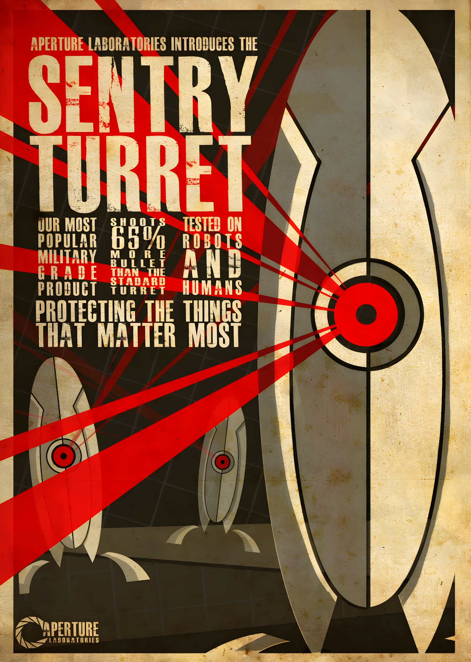 Aperture: Sentry Turret metal tablo