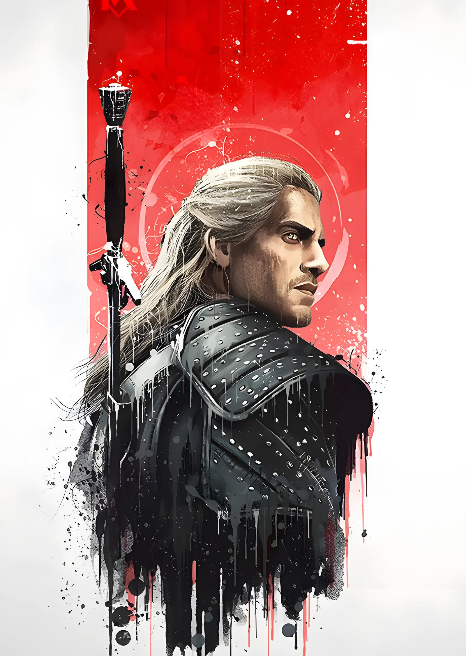 The Witcher: Kırmızı Daire Portre metal tablo