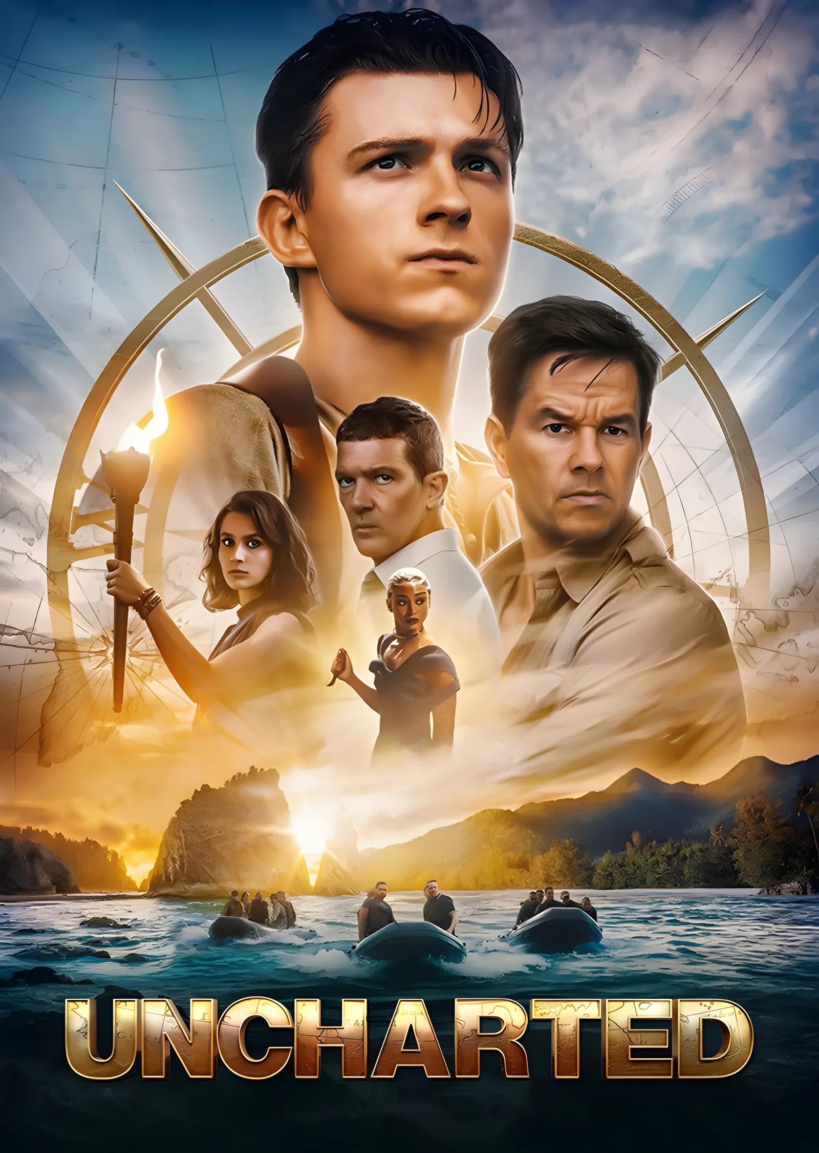 Uncharted - Film Afişi Meşale metal tablo