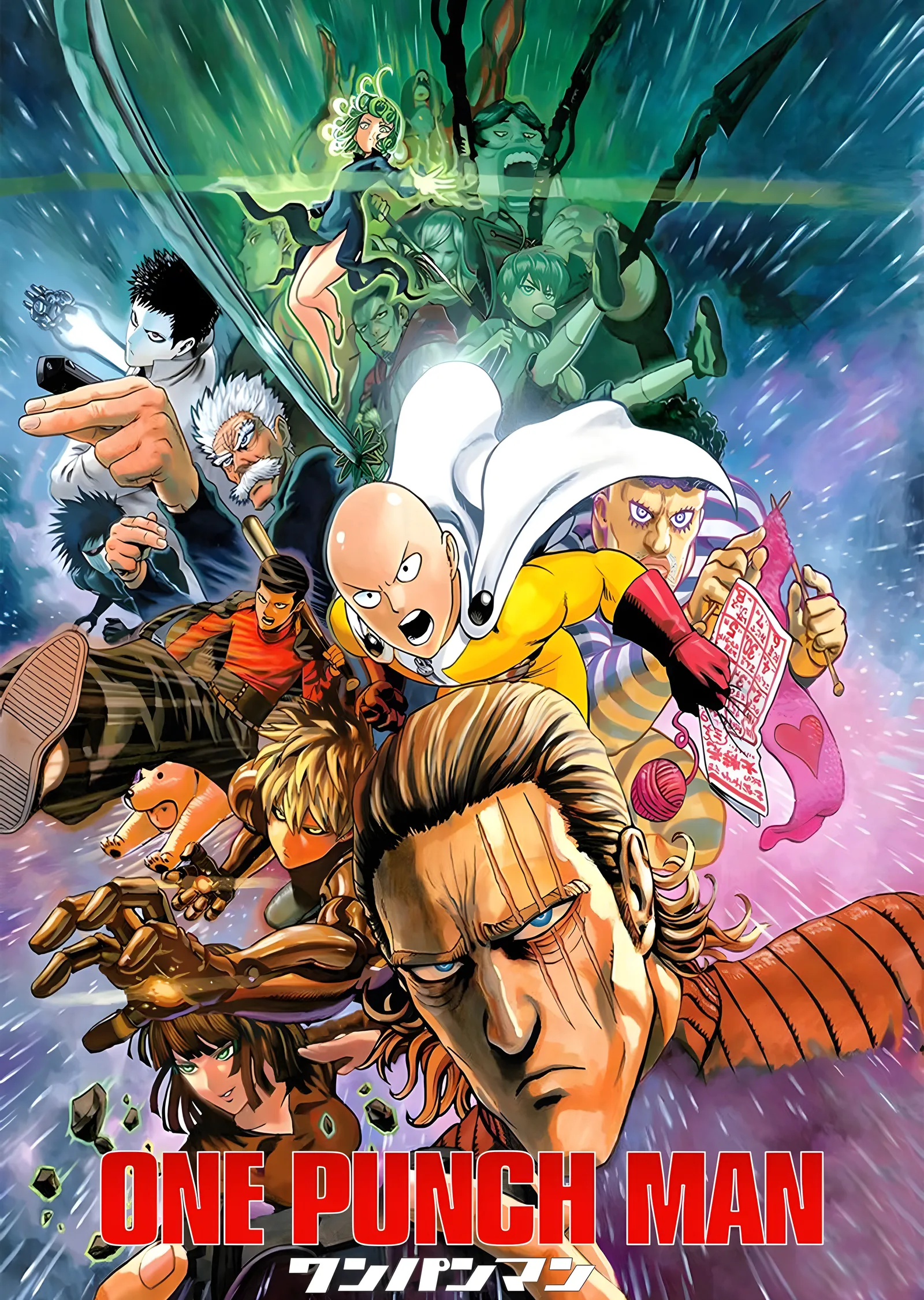 One Punch Man: Kadro · Renkli Aksiyon metal tablo