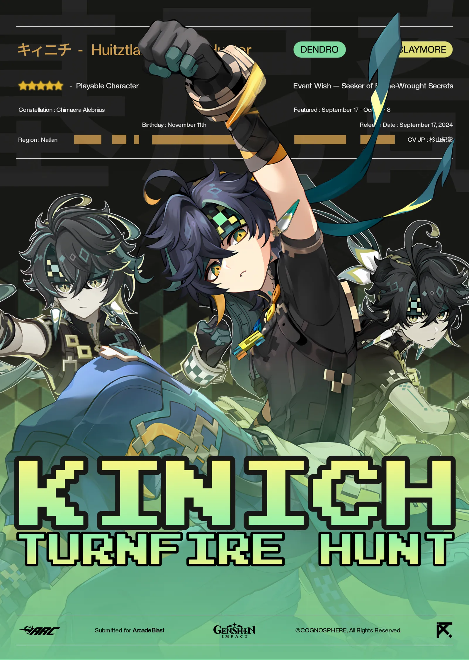 Genshin Impact: Kinich · Turnfire Hunt metal tablo