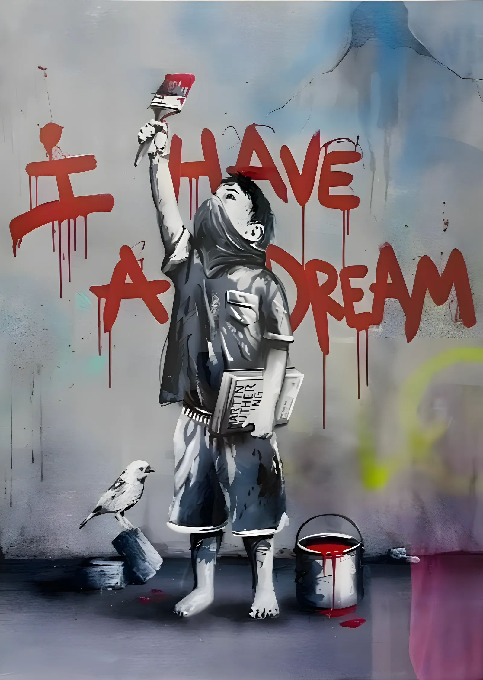 I Have a Dream: Stensil Sokak Sanatı metal tablo