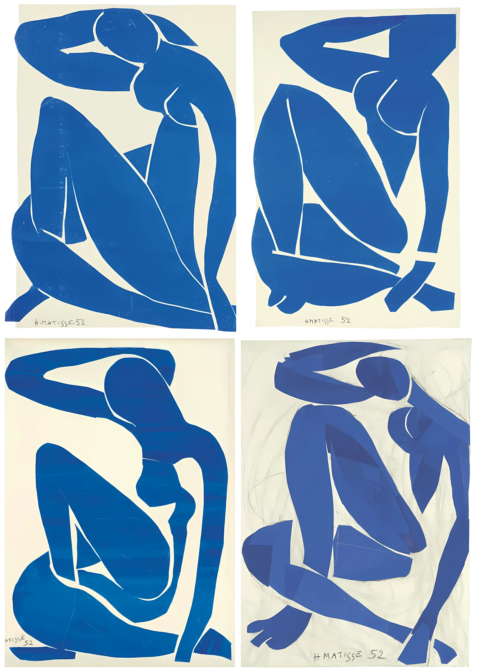 Matisse: Nu Bleu Dörtlü metal tablo