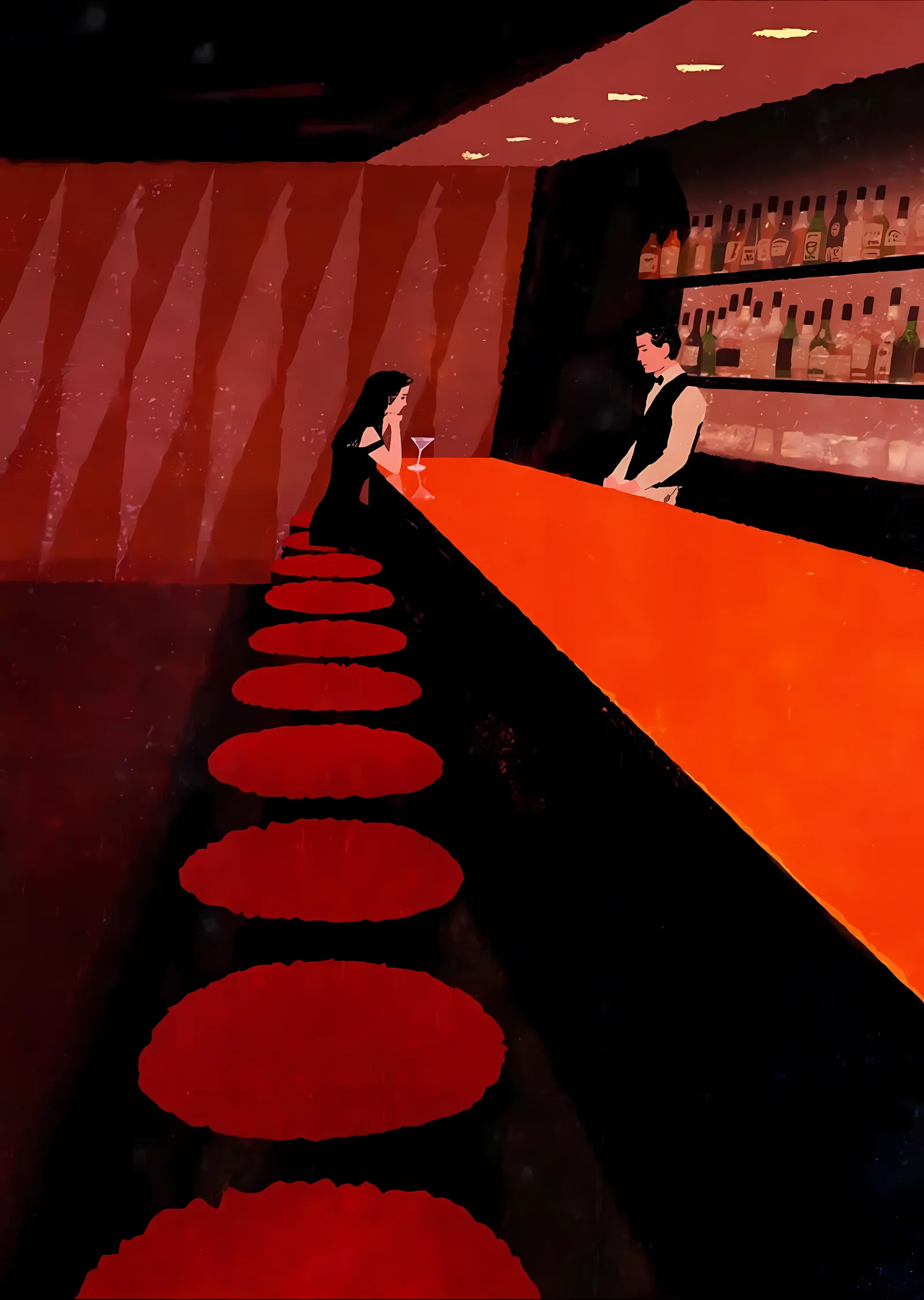 Kırmızı Bar metal tablo