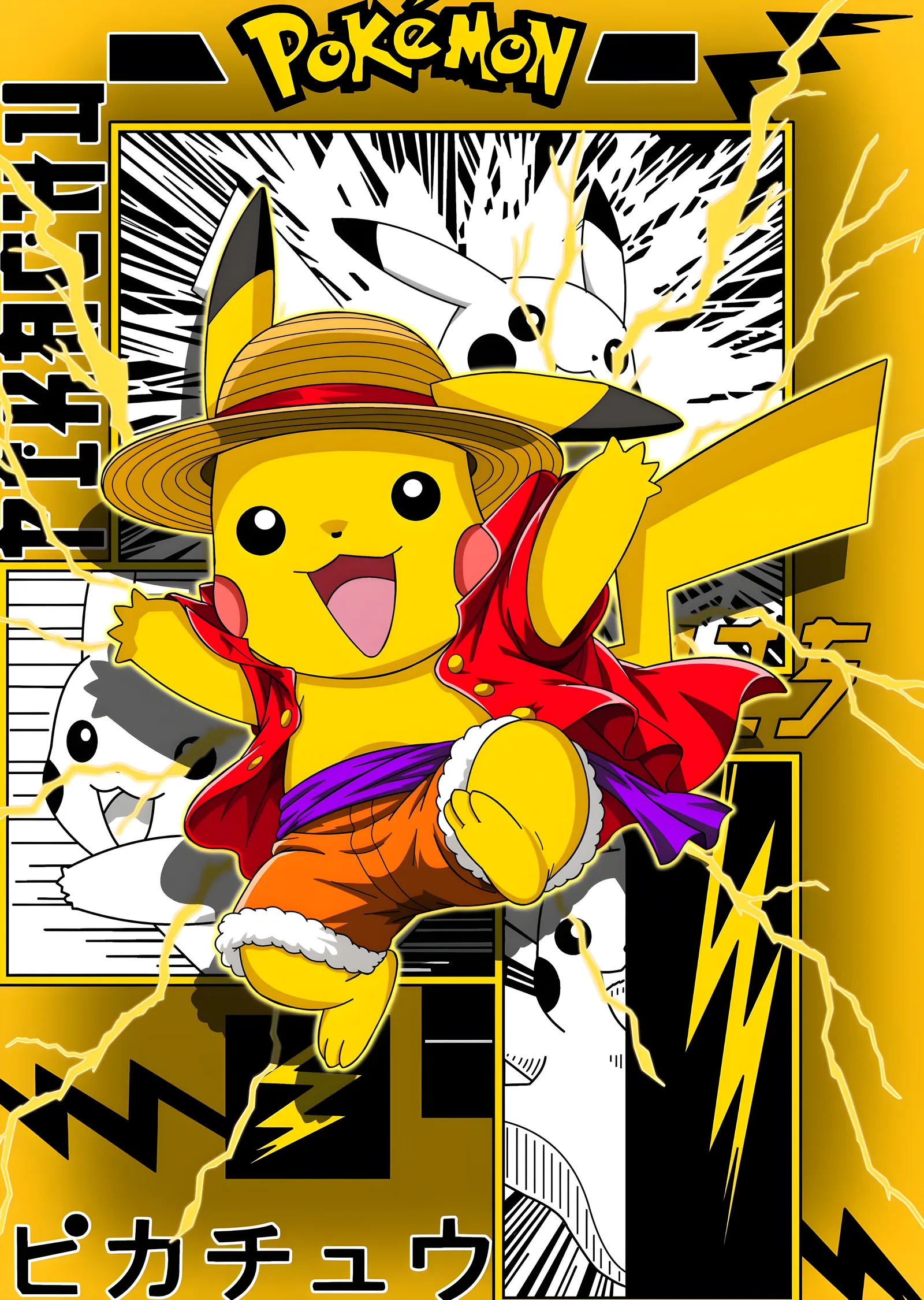 Pikachu: Hasır Şapka metal tablo