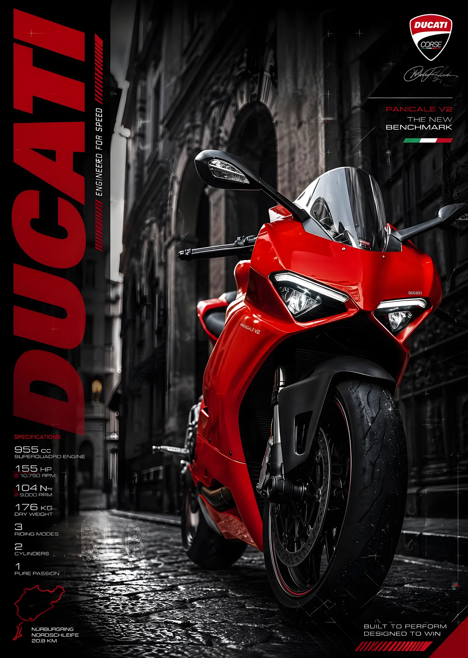 Ducati Panigale - Sokak Sahnesi metal tablo