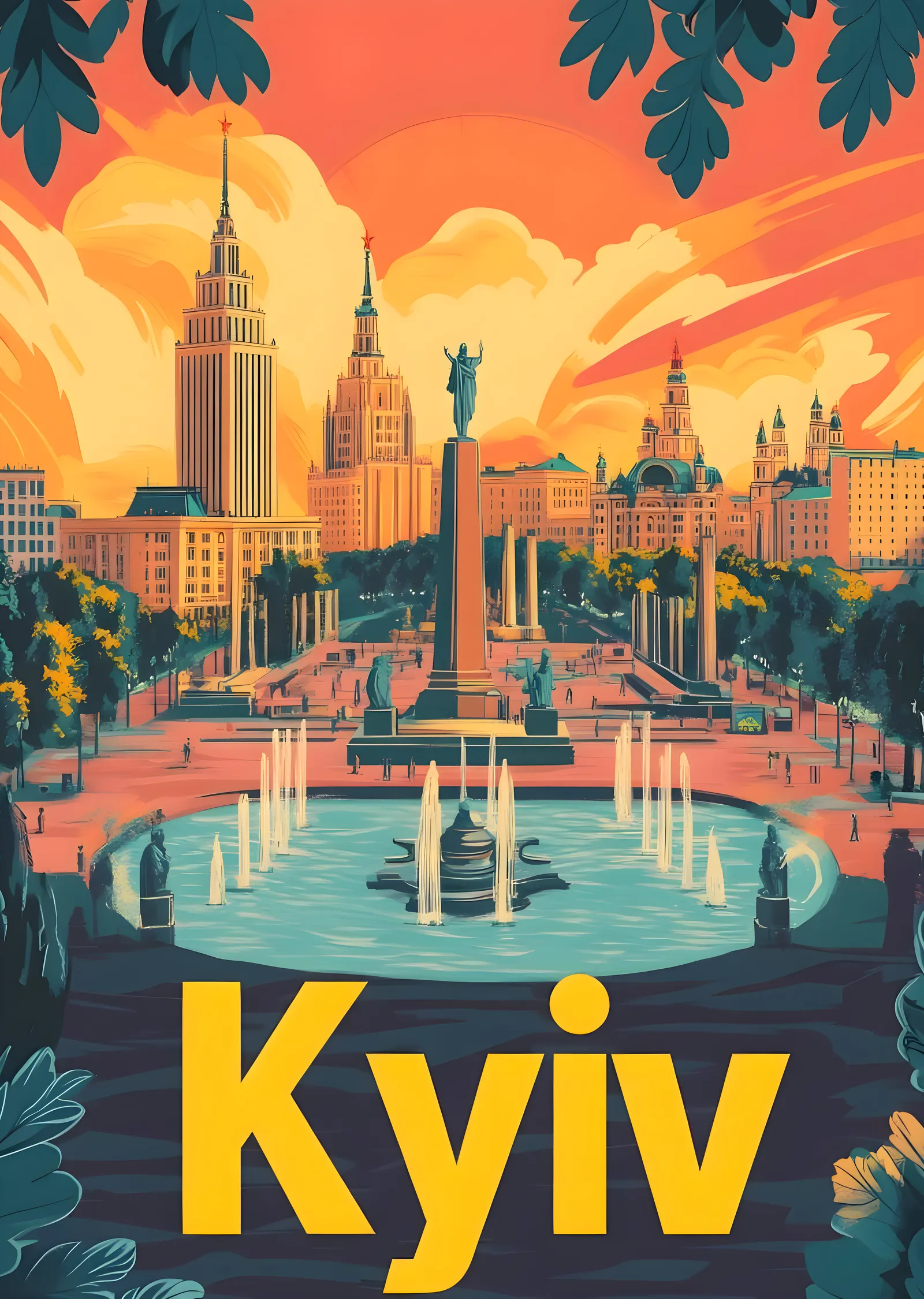 Kyiv Retro Travel metal tablo