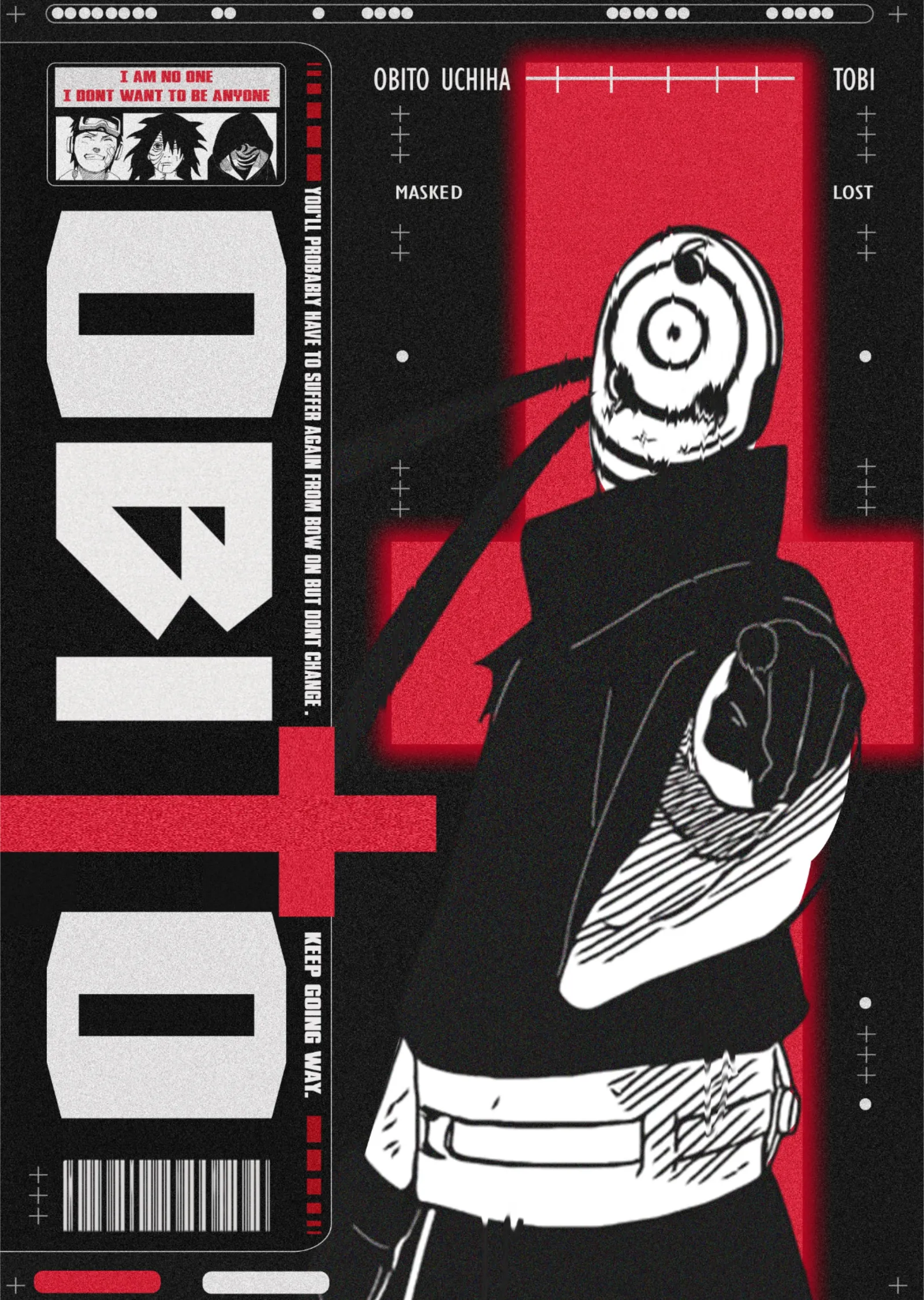 Naruto: Obito Uchiha Grafik Afişi metal tablo