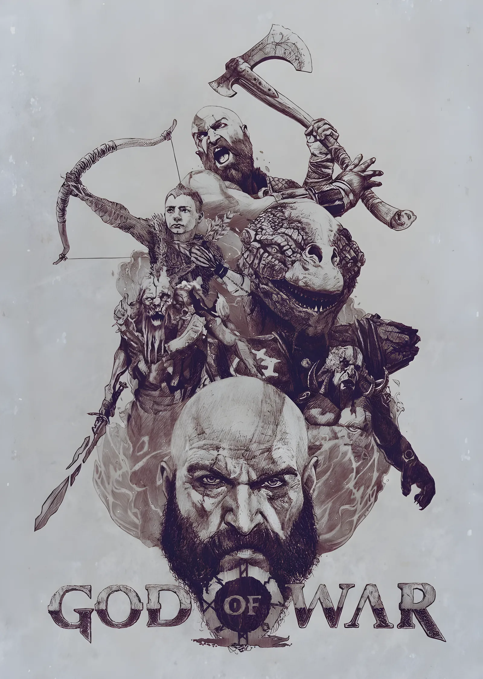 God of War: Karakalem Kolaj metal tablo