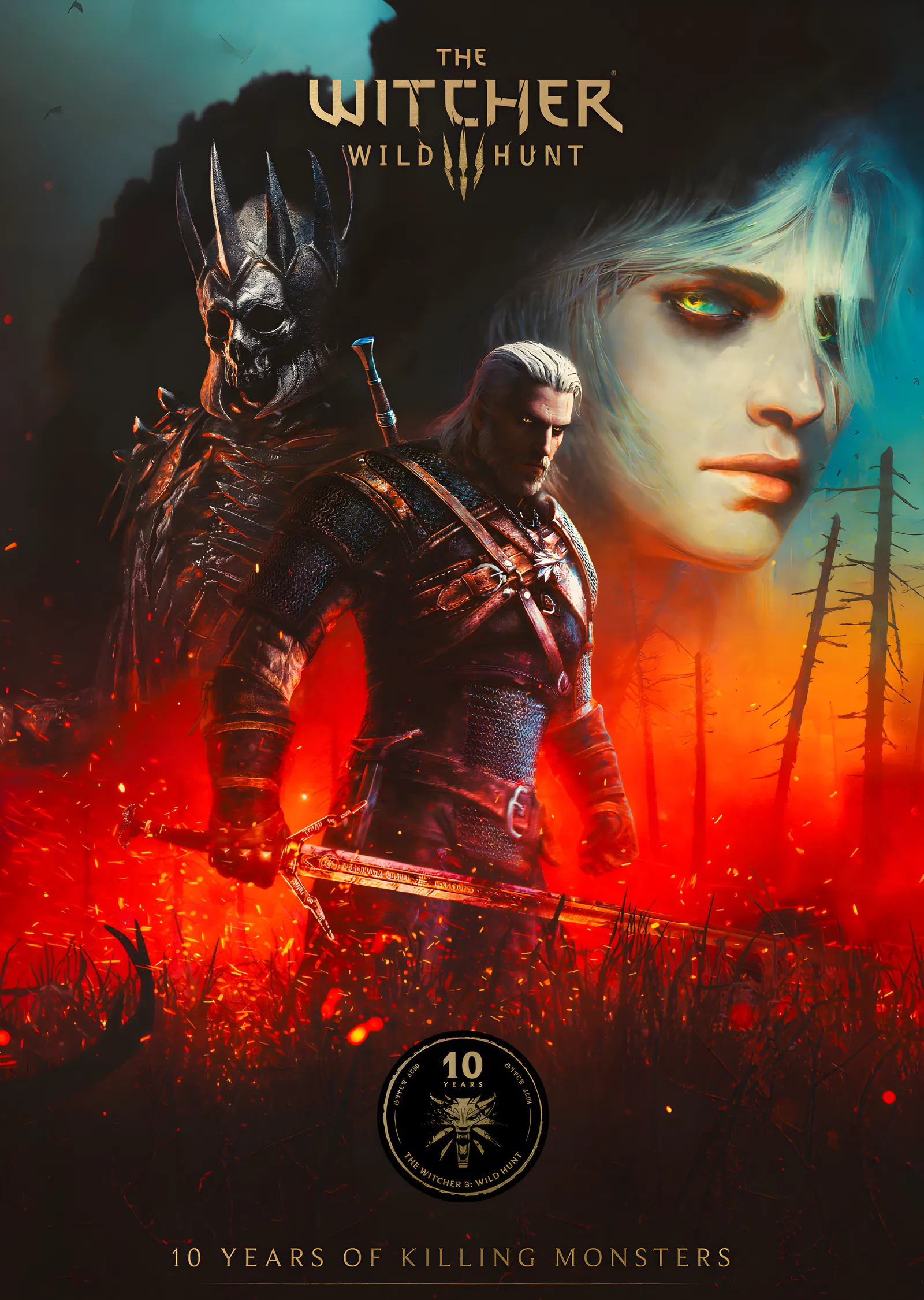 The Witcher 3: Wild Hunt - 10. Yıl metal tablo