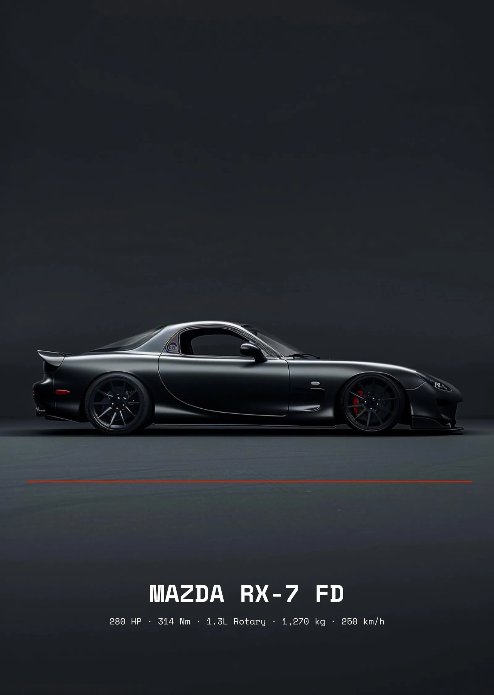 Mazda RX-7 FD - Karanlık Zemin metal tablo