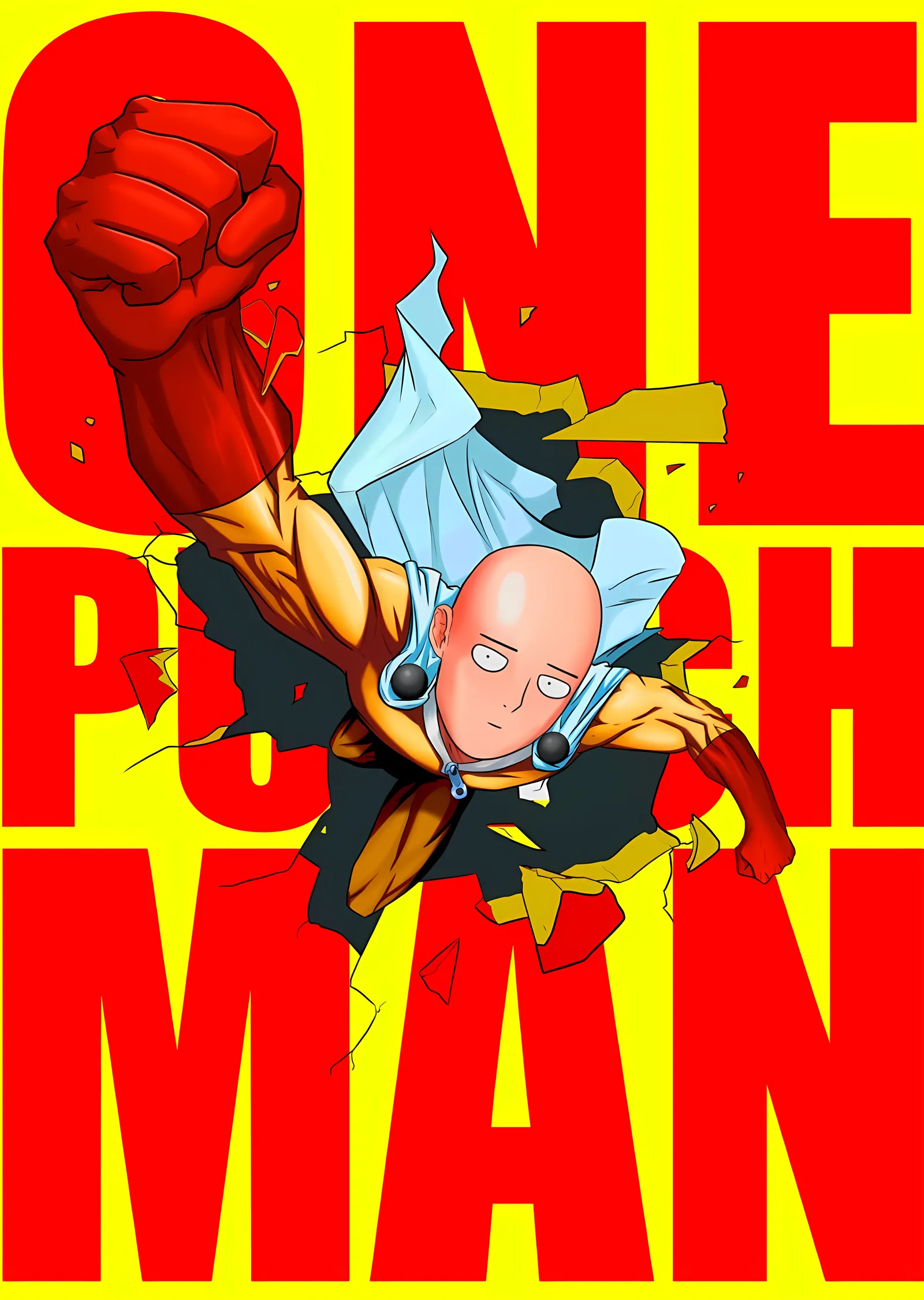 One Punch Man: Sarı Kırmızı metal tablo