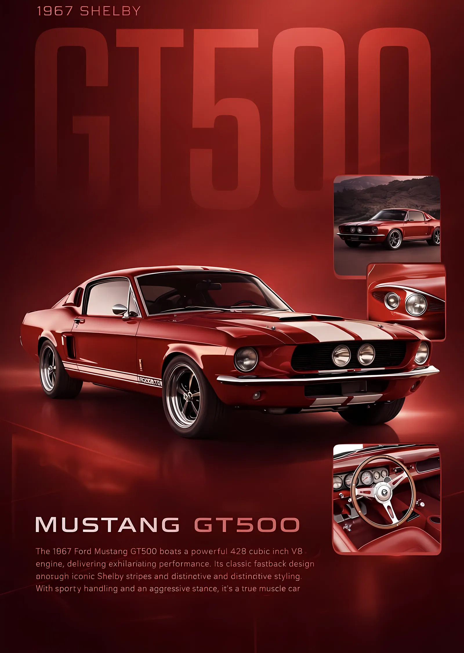 Ford Mustang Shelby GT500 1967 metal tablo