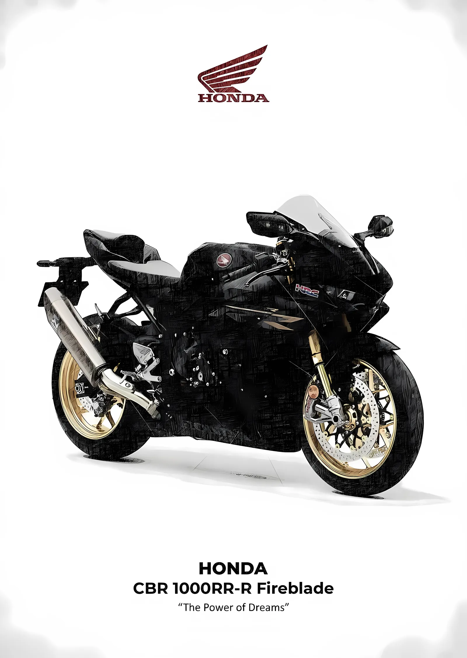 Honda CBR1000RR-R Fireblade - Beyaz Zemin metal tablo