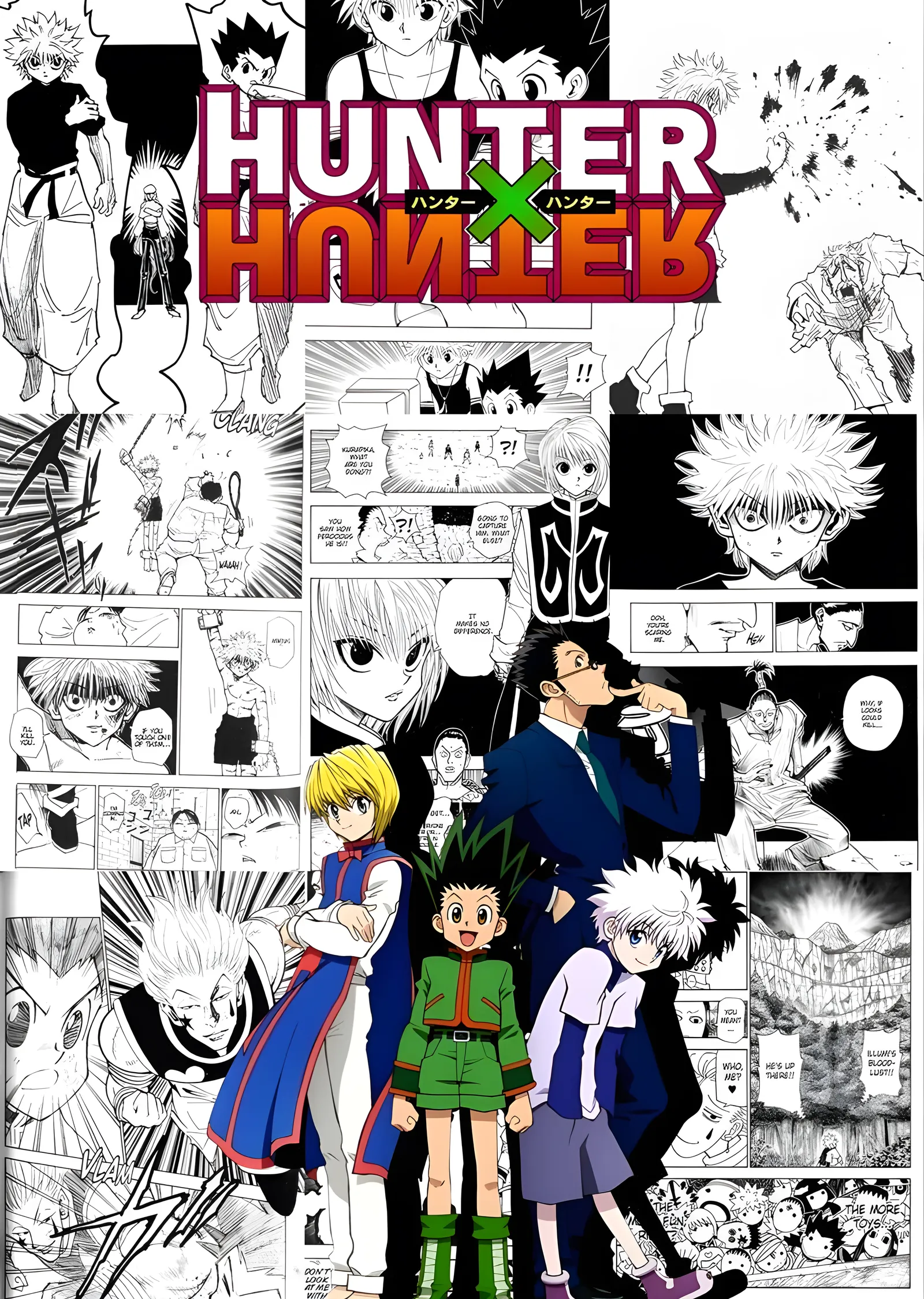 Hunter x Hunter: Manga Sayfaları Kolajı metal tablo